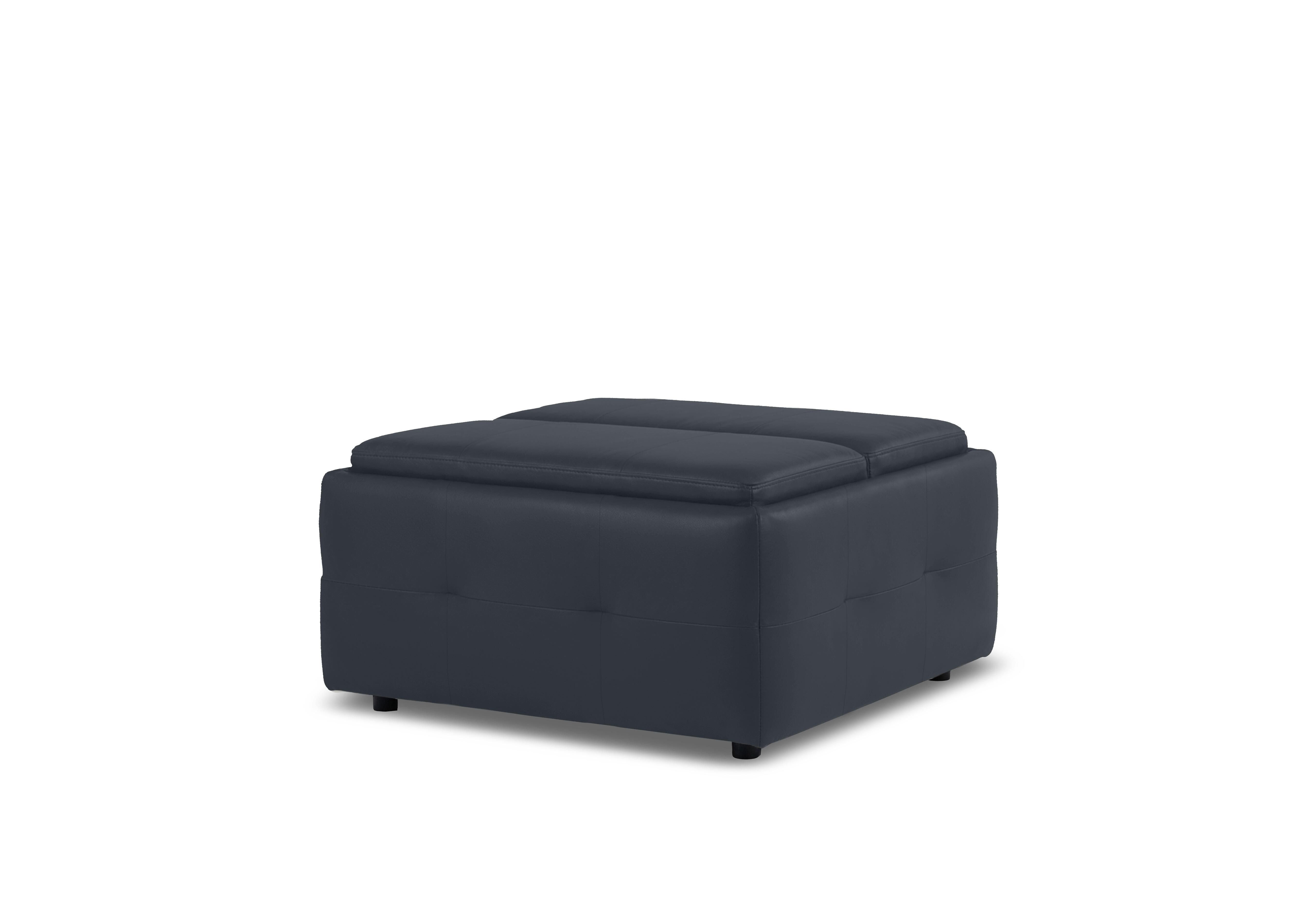 Monarch Leather Tray Storage Footstool in Montana Navy Cat-60/24 on Furniture Village