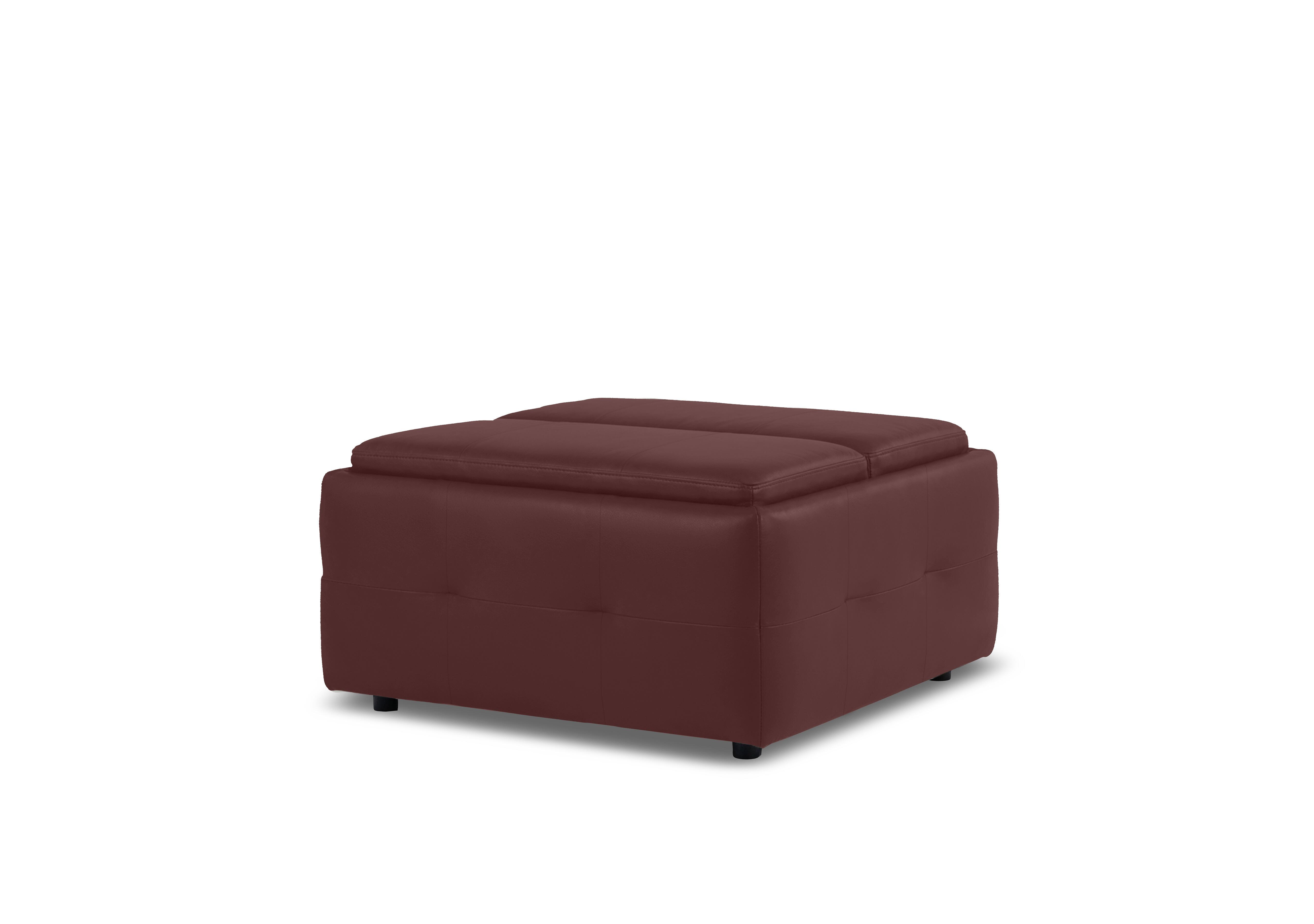Monarch Leather Tray Storage Footstool in Montana Ruby Cat-60/15 on Furniture Village