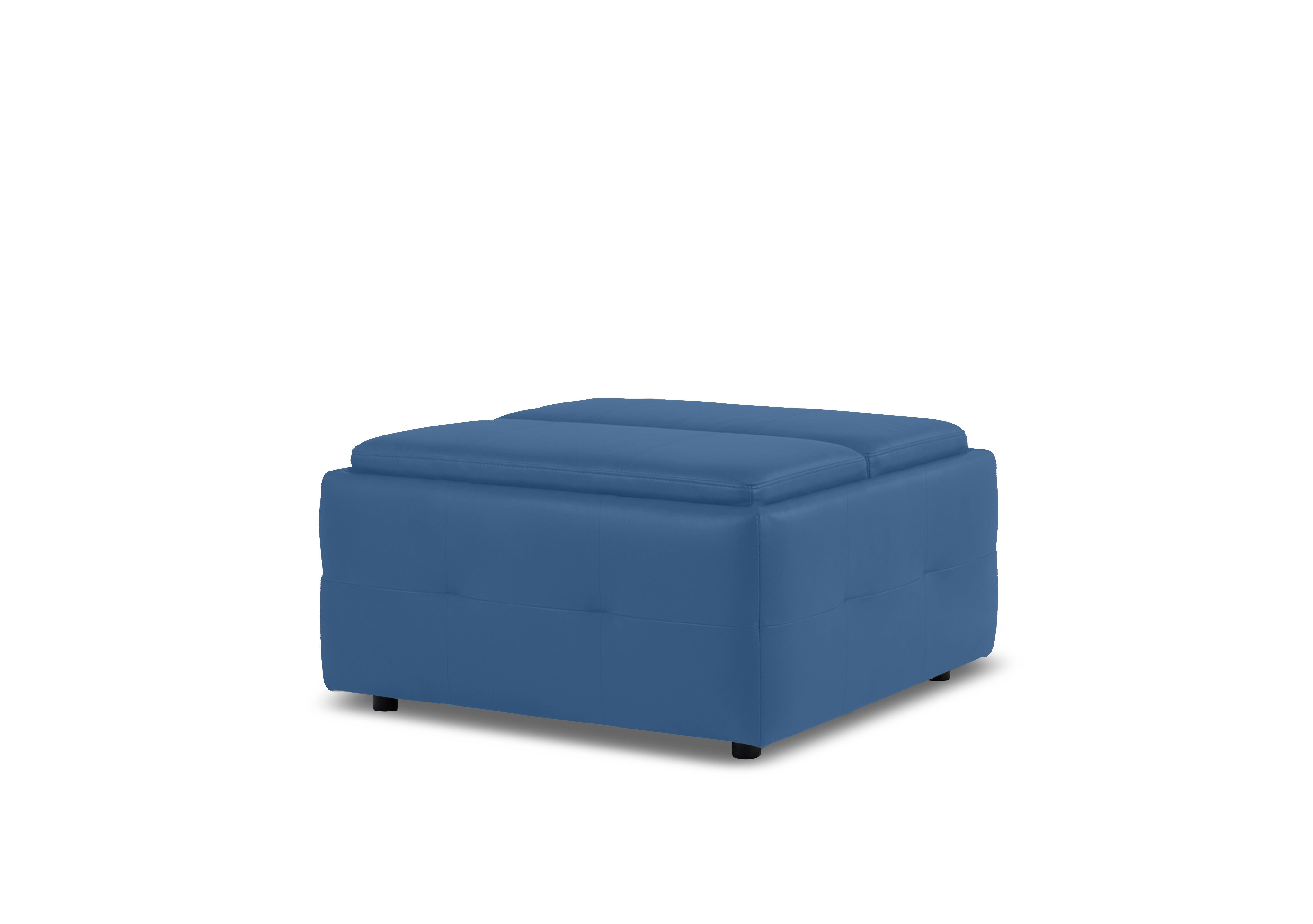 Monarch Leather Tray Storage Footstool in Oslo Aegean Cat-40/12 on Furniture Village