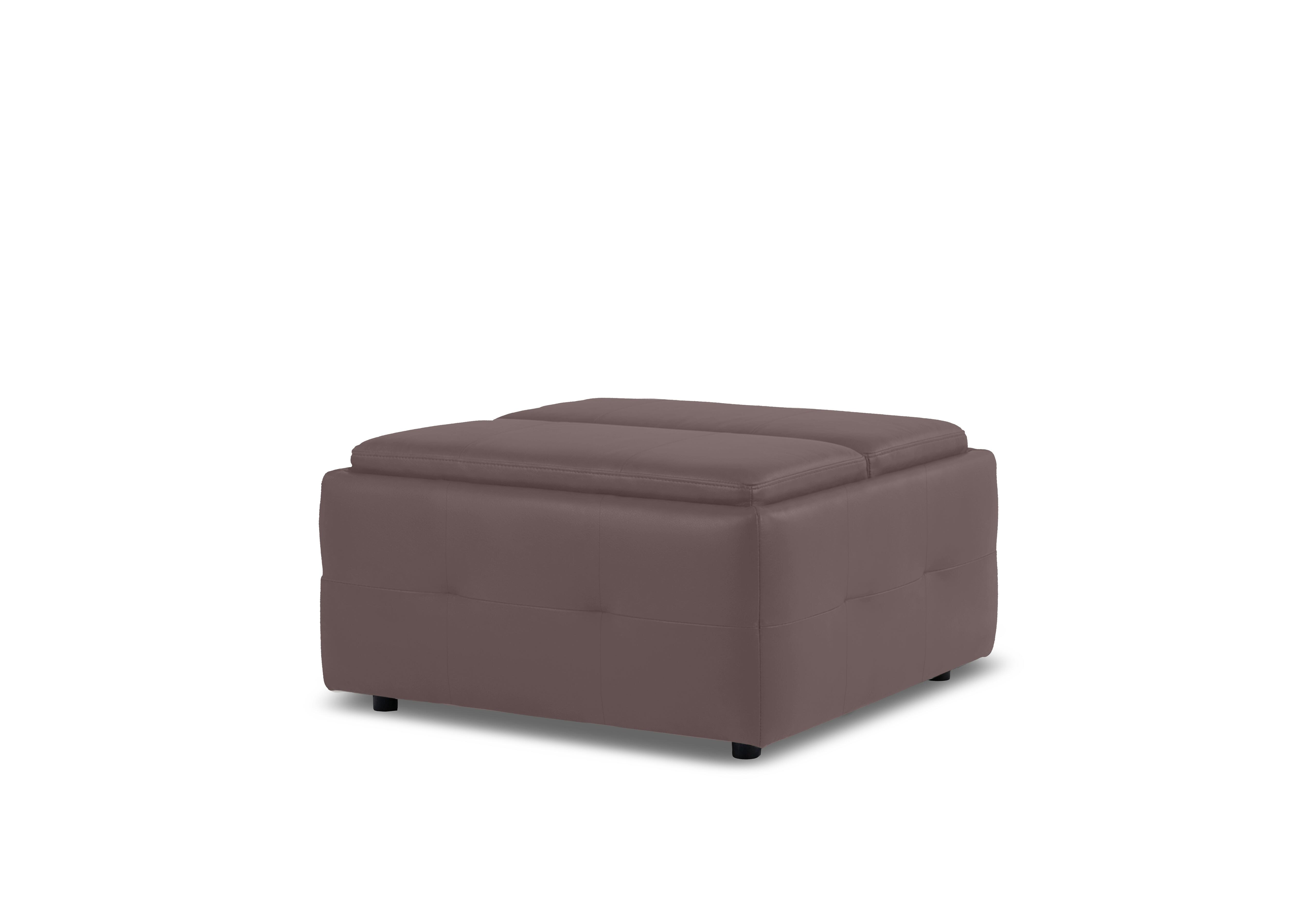 Monarch Leather Tray Storage Footstool in Oslo Mulberry Cat-40/30 on Furniture Village