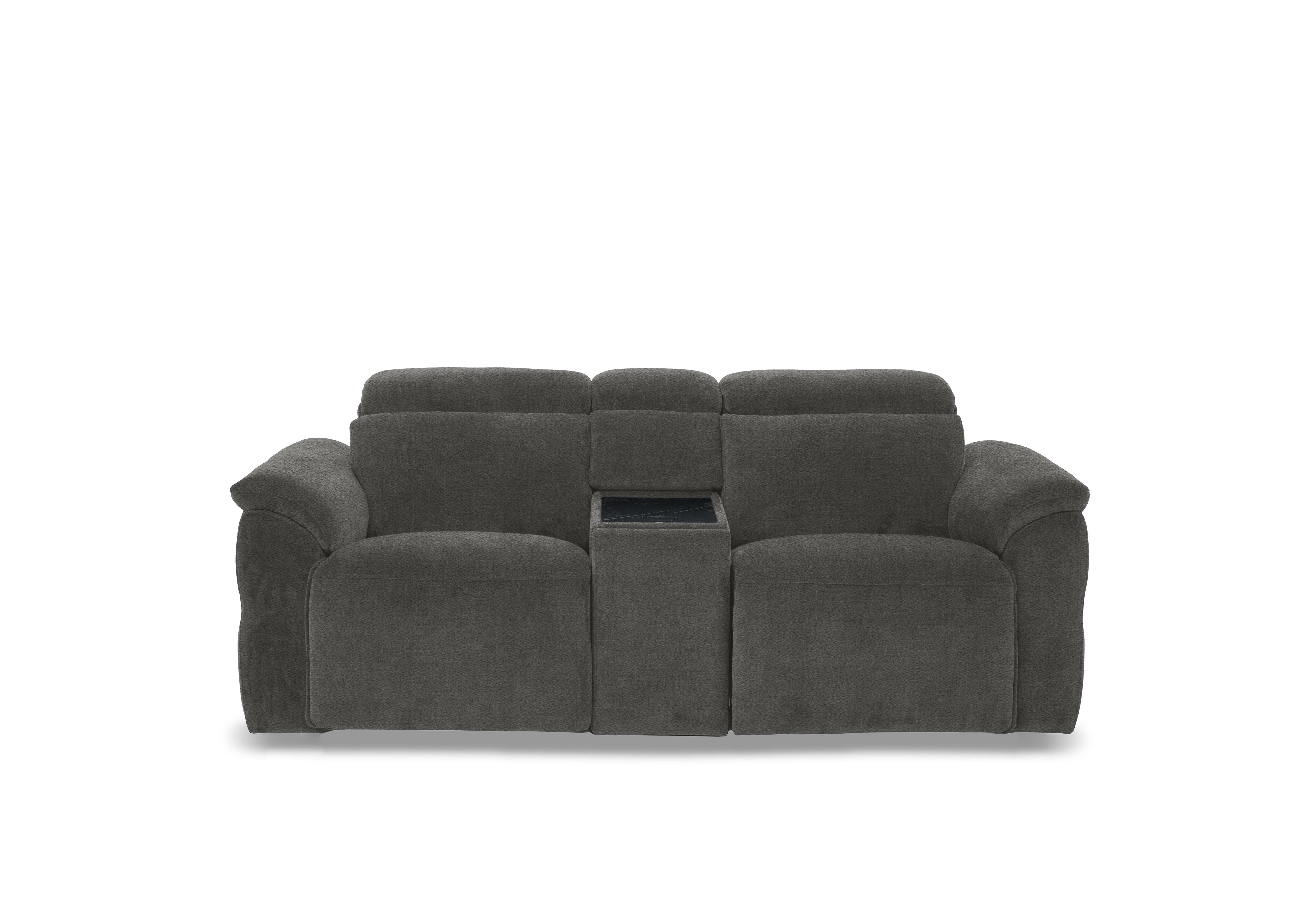Dolomite 2 Seater Fabric Power Recliner Sofa with Power Headrests and Console in Hudson Charcoal 25460 on Furniture Village