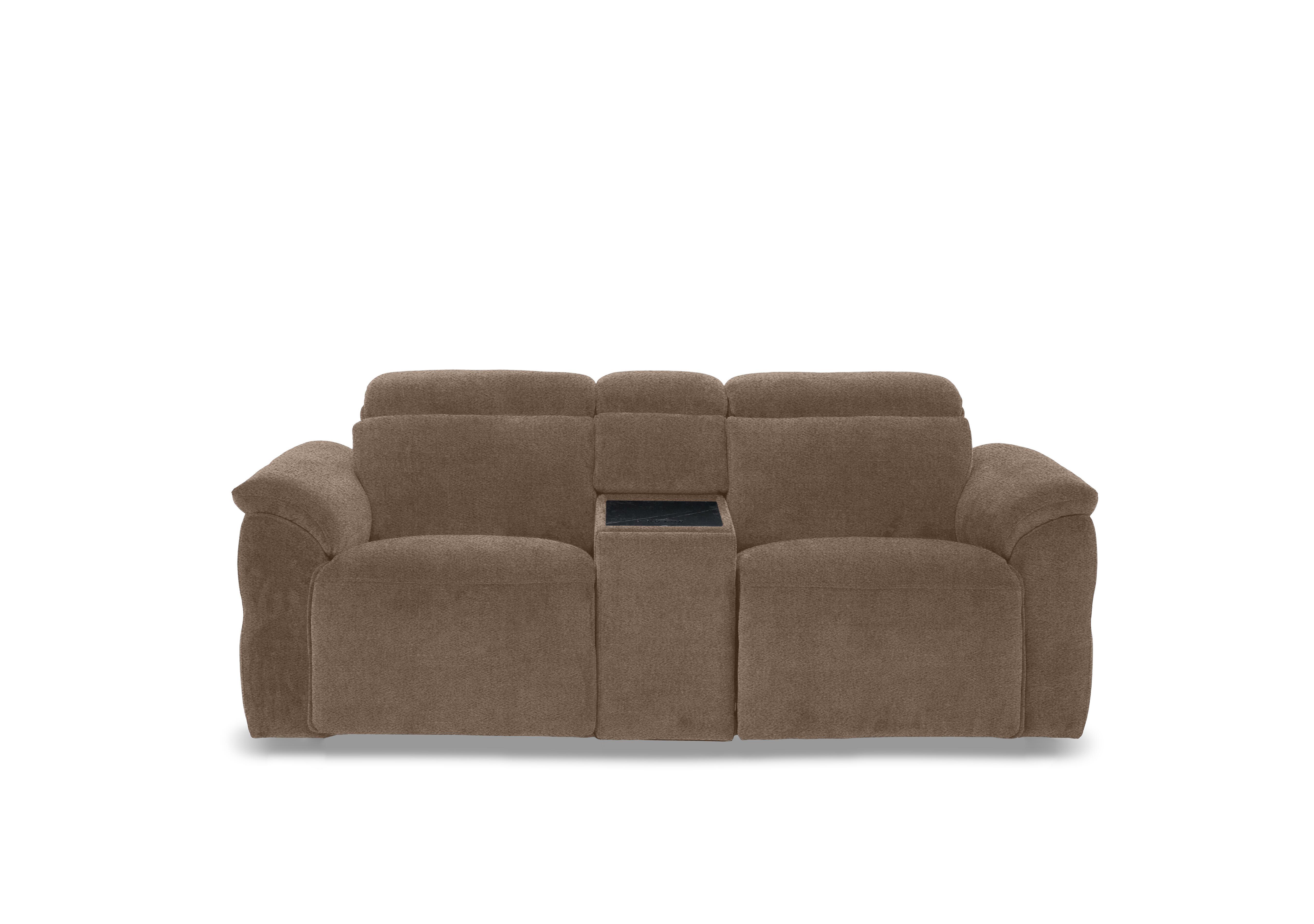 Dolomite 2 Seater Fabric Power Recliner Sofa with Power Headrests and Console in Hudson Mocha 25431 on Furniture Village