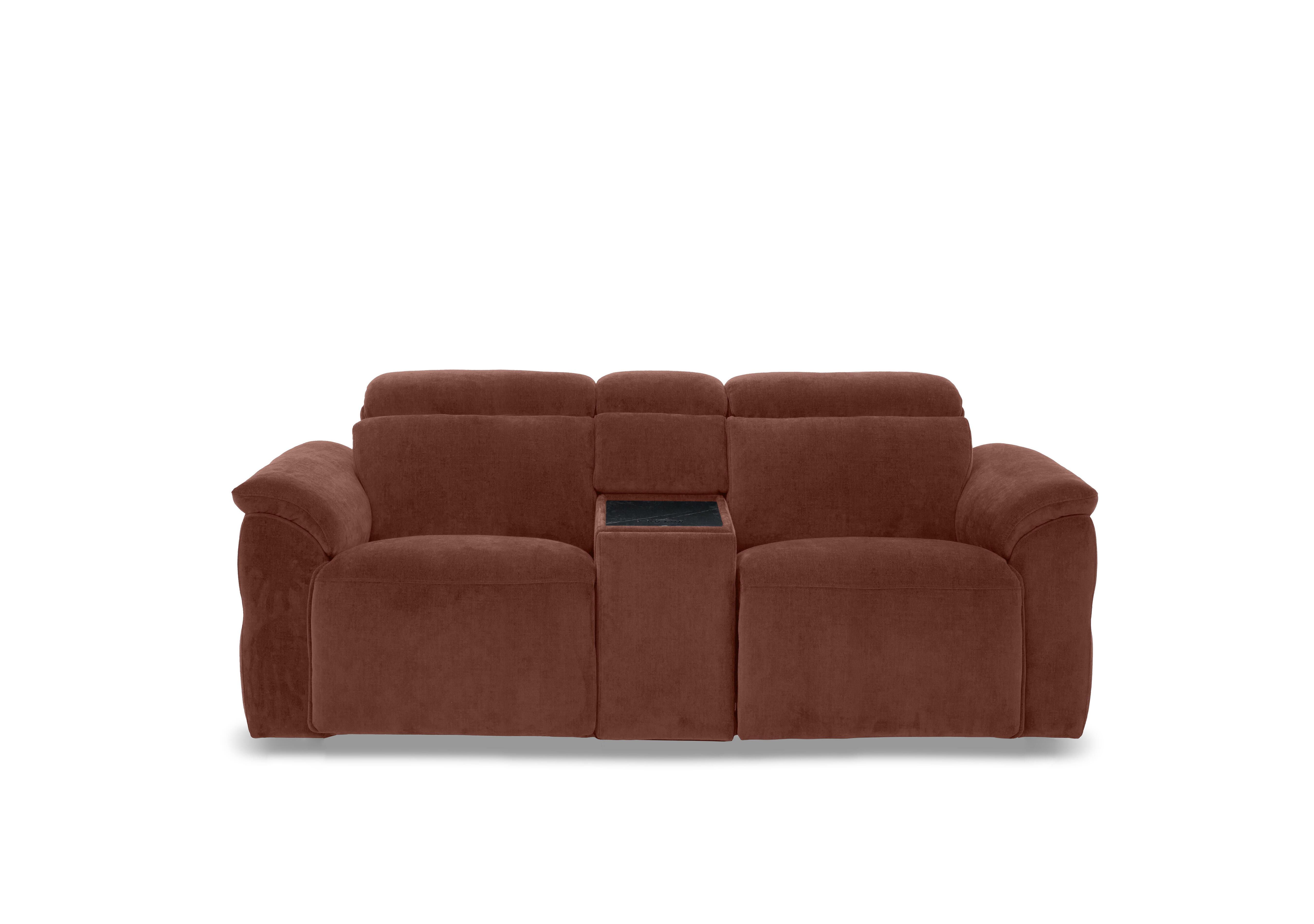 Dolomite 2 Seater Fabric Power Recliner Sofa with Power Headrests and Console in Manhattan Burnt Sienna 58008 on Furniture Village