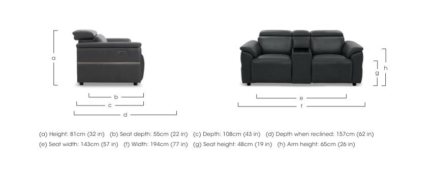 Dolomite 2 Seater Leather Power Recliner Sofa with Power Headrests and Console in  on Furniture Village
