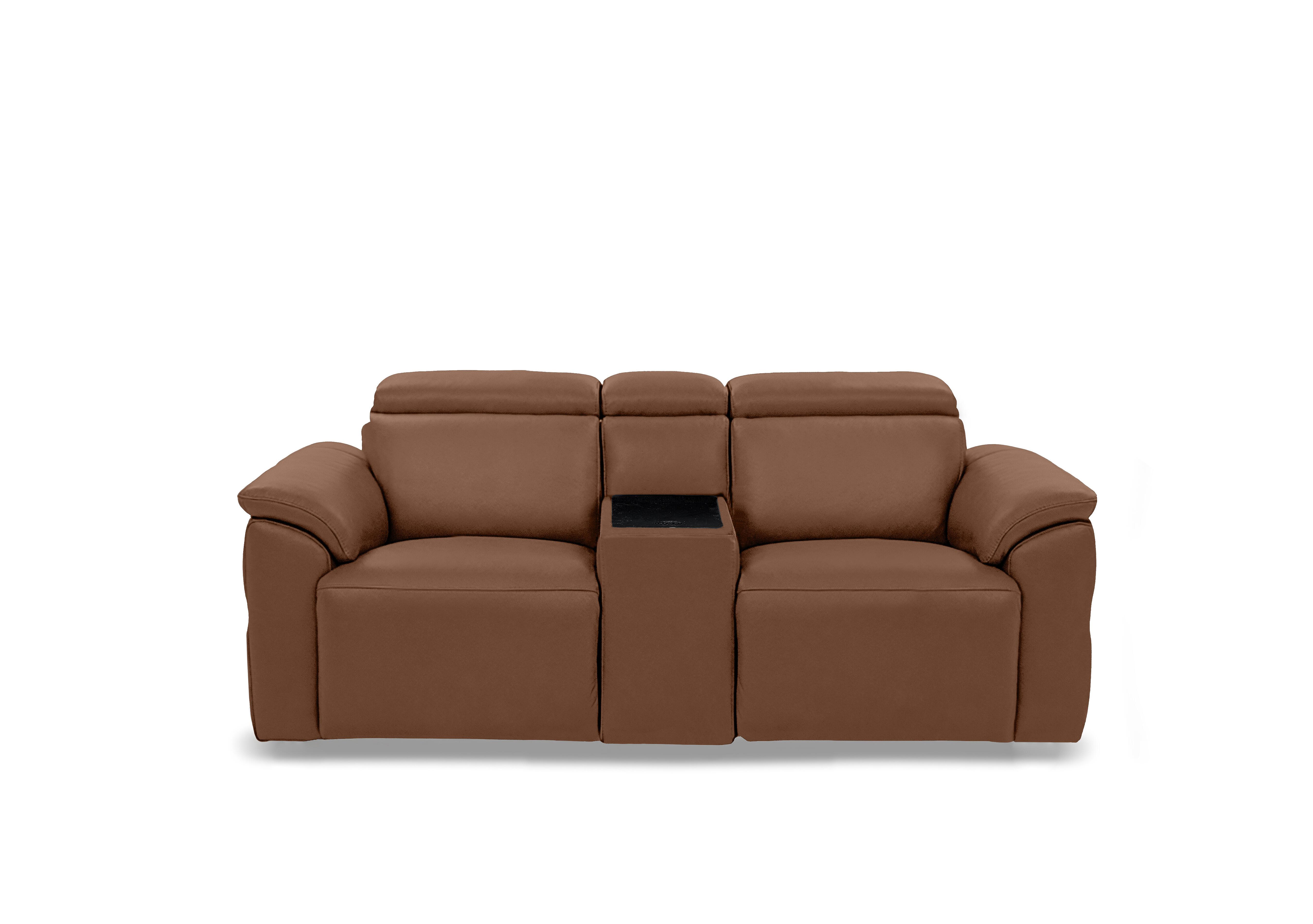 Dolomite 2 Seater Leather Power Recliner Sofa with Power Headrests and Console in Montana Butterscotch Cat-60/07 on Furniture Village
