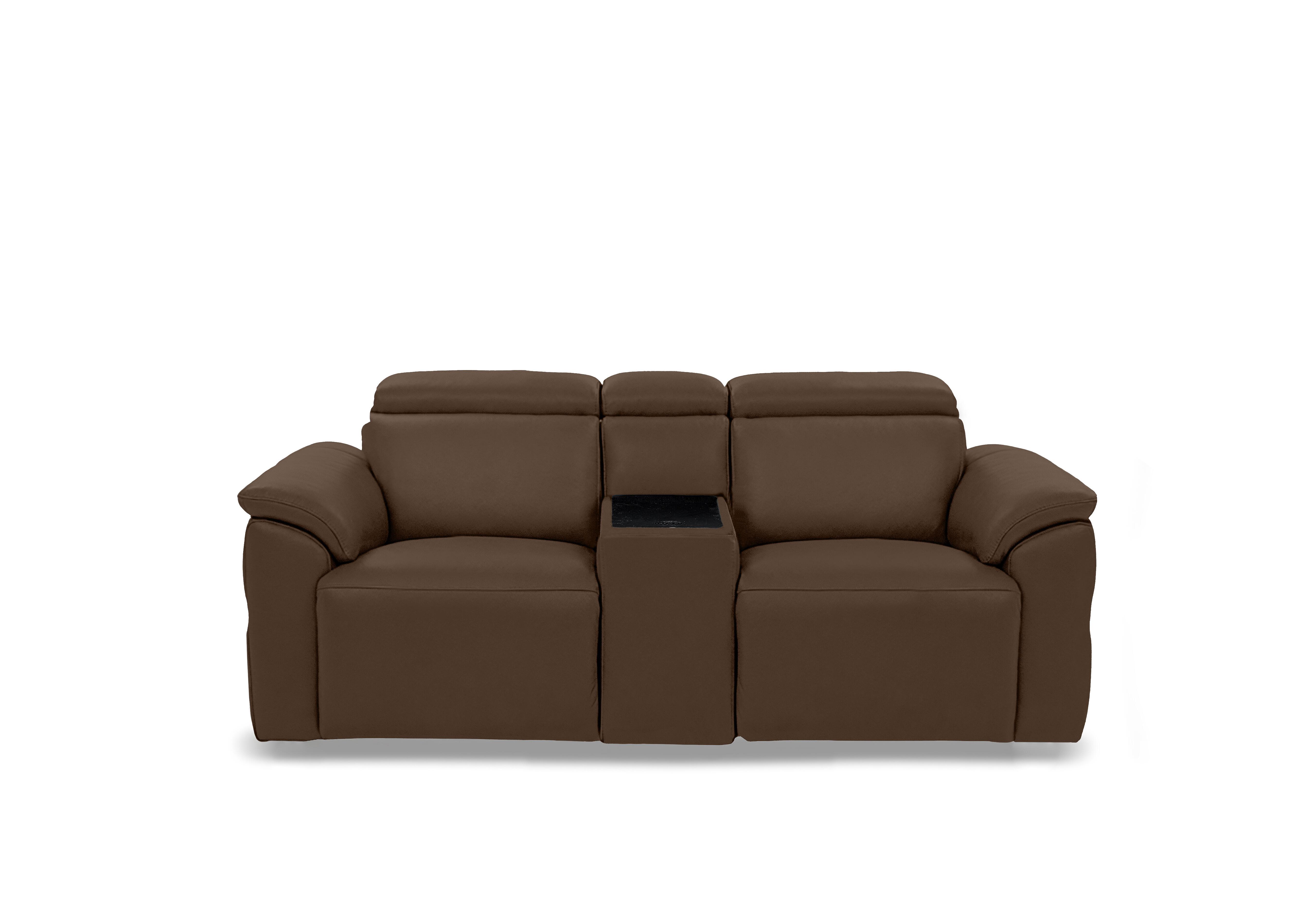 Dolomite 2 Seater Leather Power Recliner Sofa with Power Headrests and Console in Montana Chocolate Cat-60/08 on Furniture Village