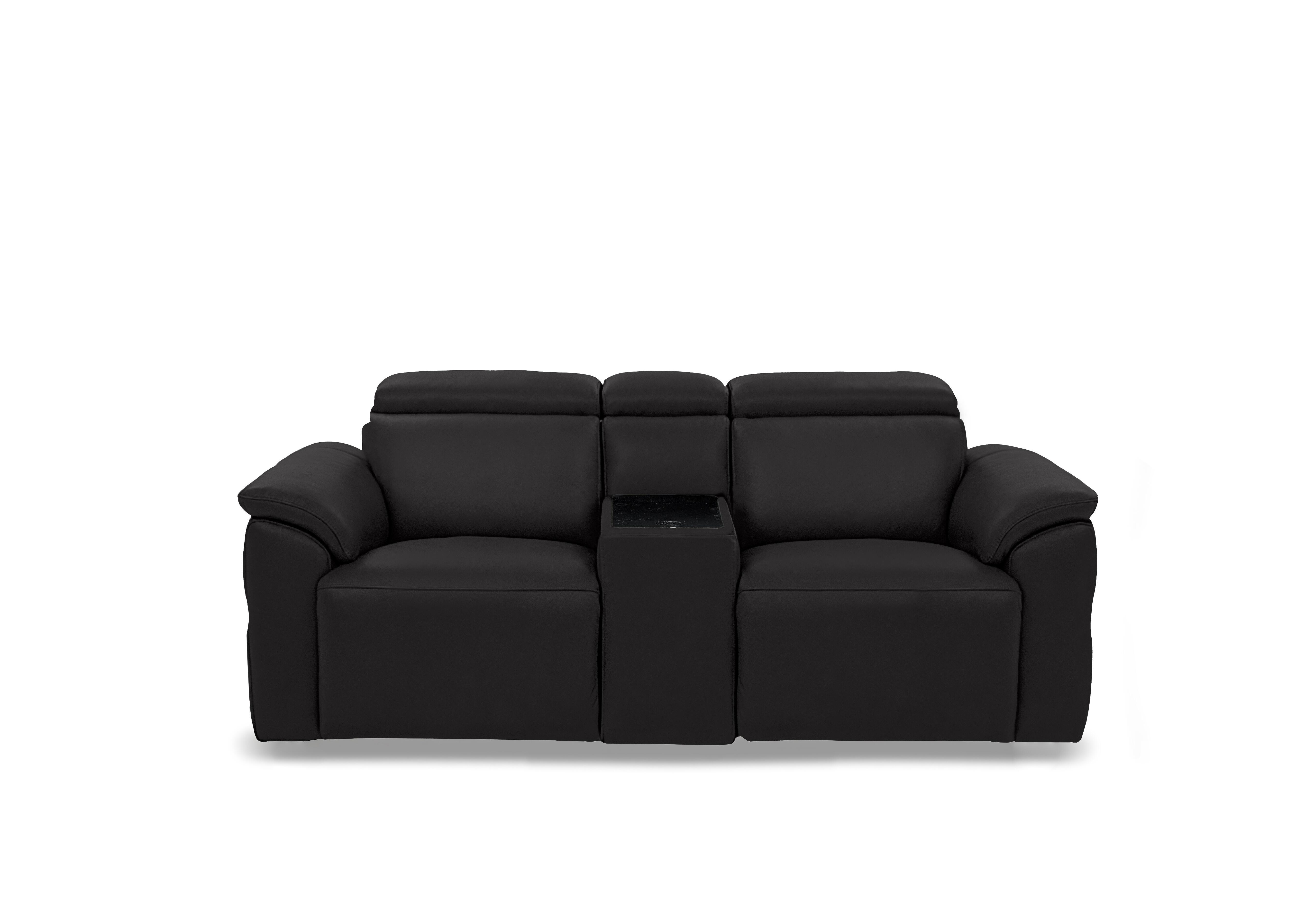 Dolomite 2 Seater Leather Power Recliner Sofa with Power Headrests and Console in Montana Jet Black Cat-60/22 on Furniture Village
