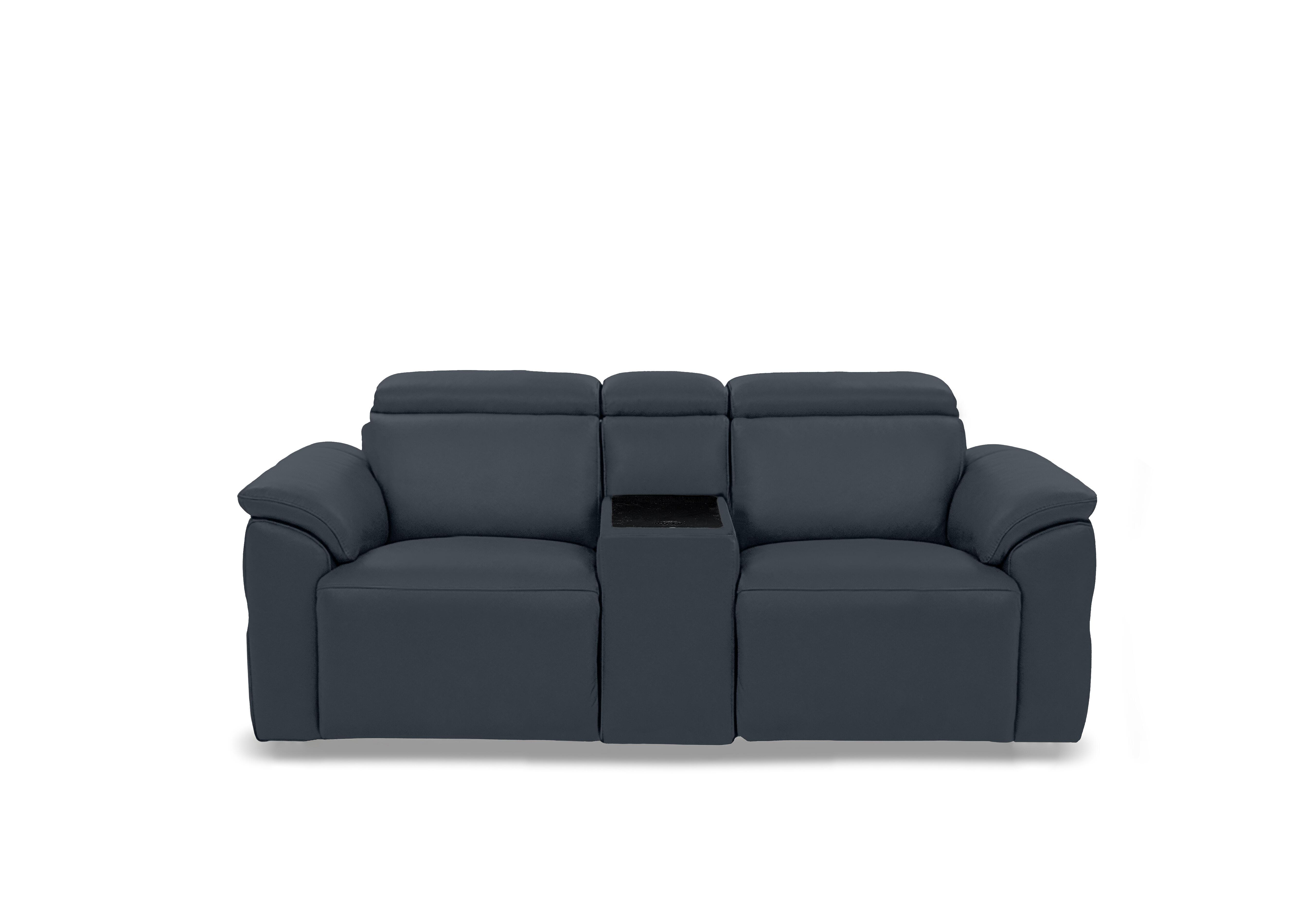 Dolomite 2 Seater Leather Power Recliner Sofa with Power Headrests and Console in Oslo Navy Cat-40/24 on Furniture Village