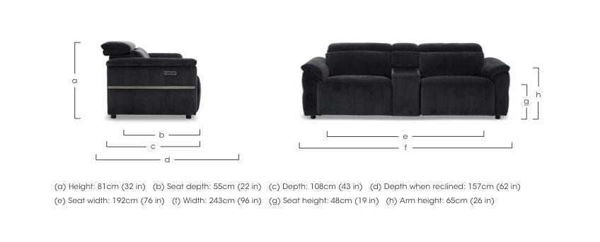 Dolomite 3 Seater Fabric Power Recliner Sofa with Power Headrests and Console in  on Furniture Village