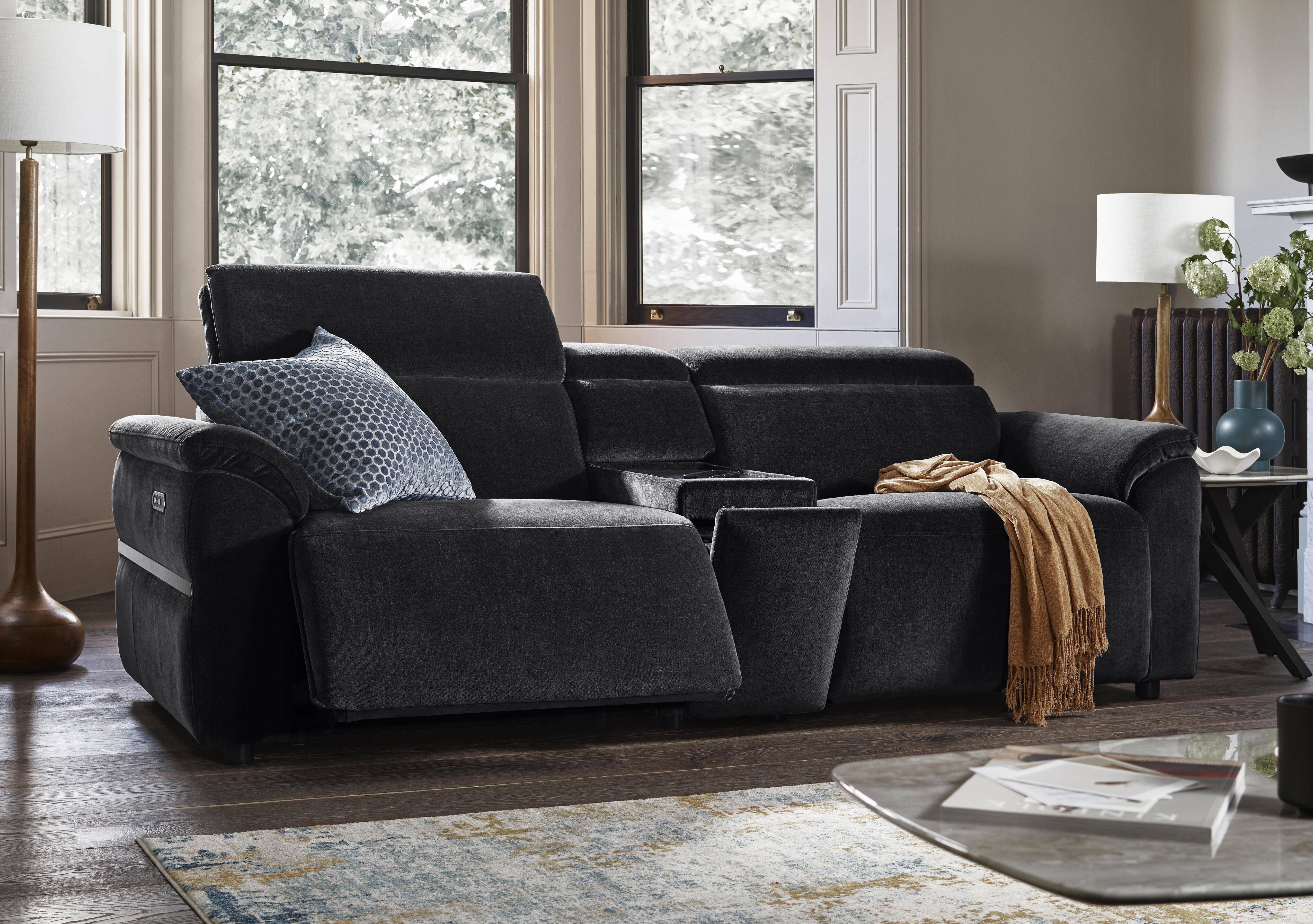 Dolomite 3 Seater Fabric Power Recliner Sofa with Power Headrests and Console in  on Furniture Village