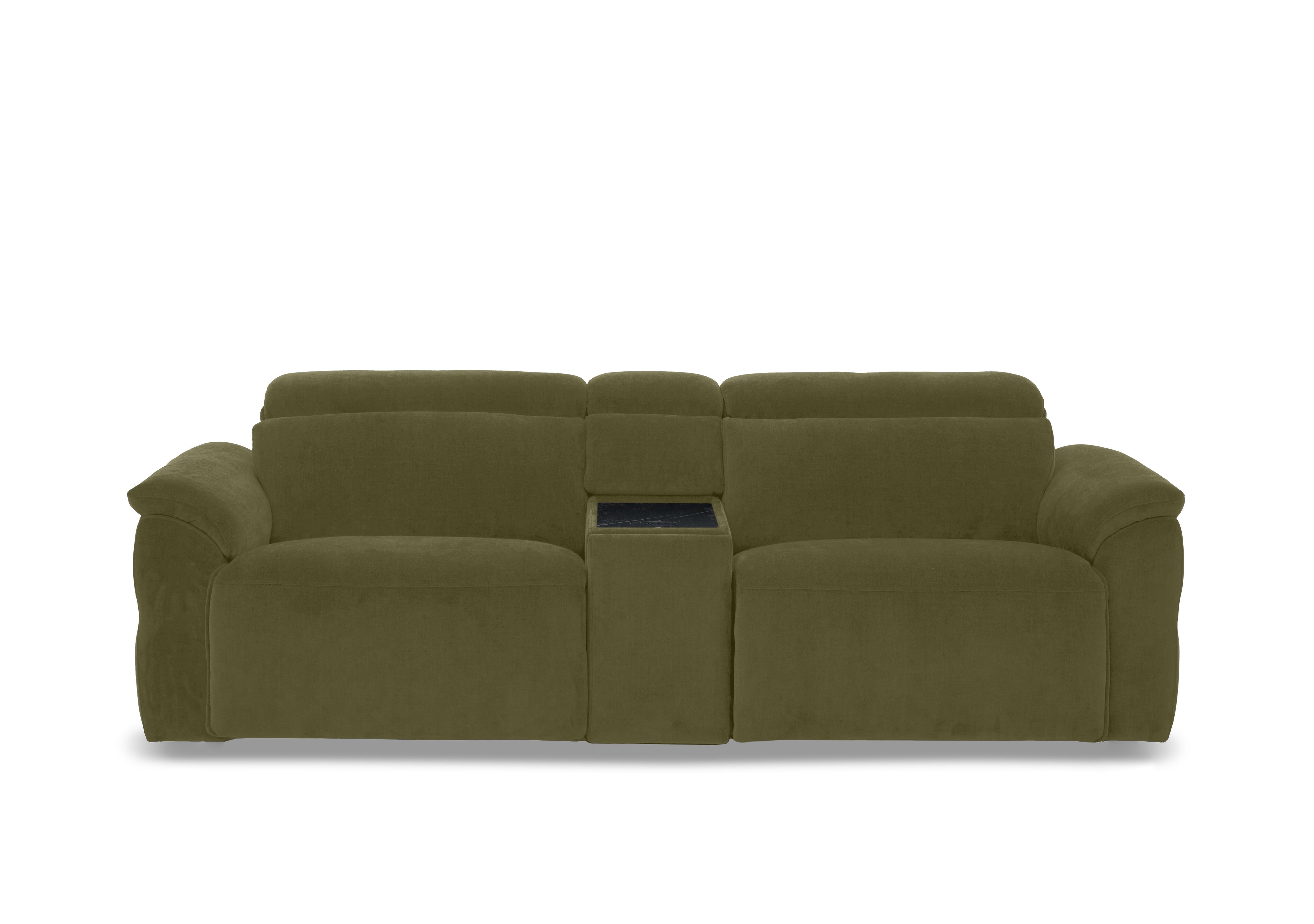 Dolomite 3 Seater Fabric Power Recliner Sofa with Power Headrests and Console in Bella Olive 43351 on Furniture Village