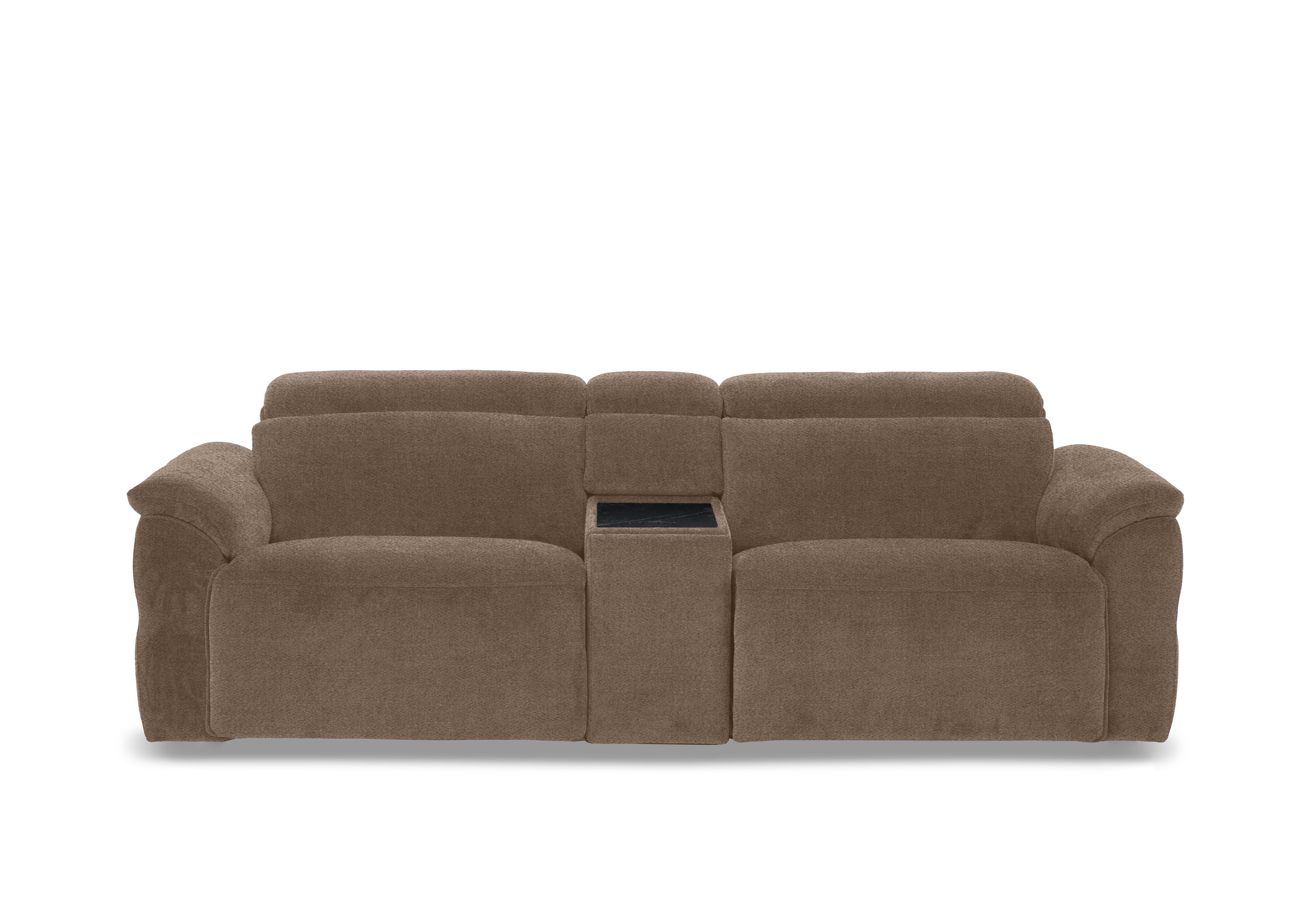 Dolomite 3 Seater Fabric Power Recliner Sofa with Power Headrests and Console in Hudson Mocha 25431 on Furniture Village