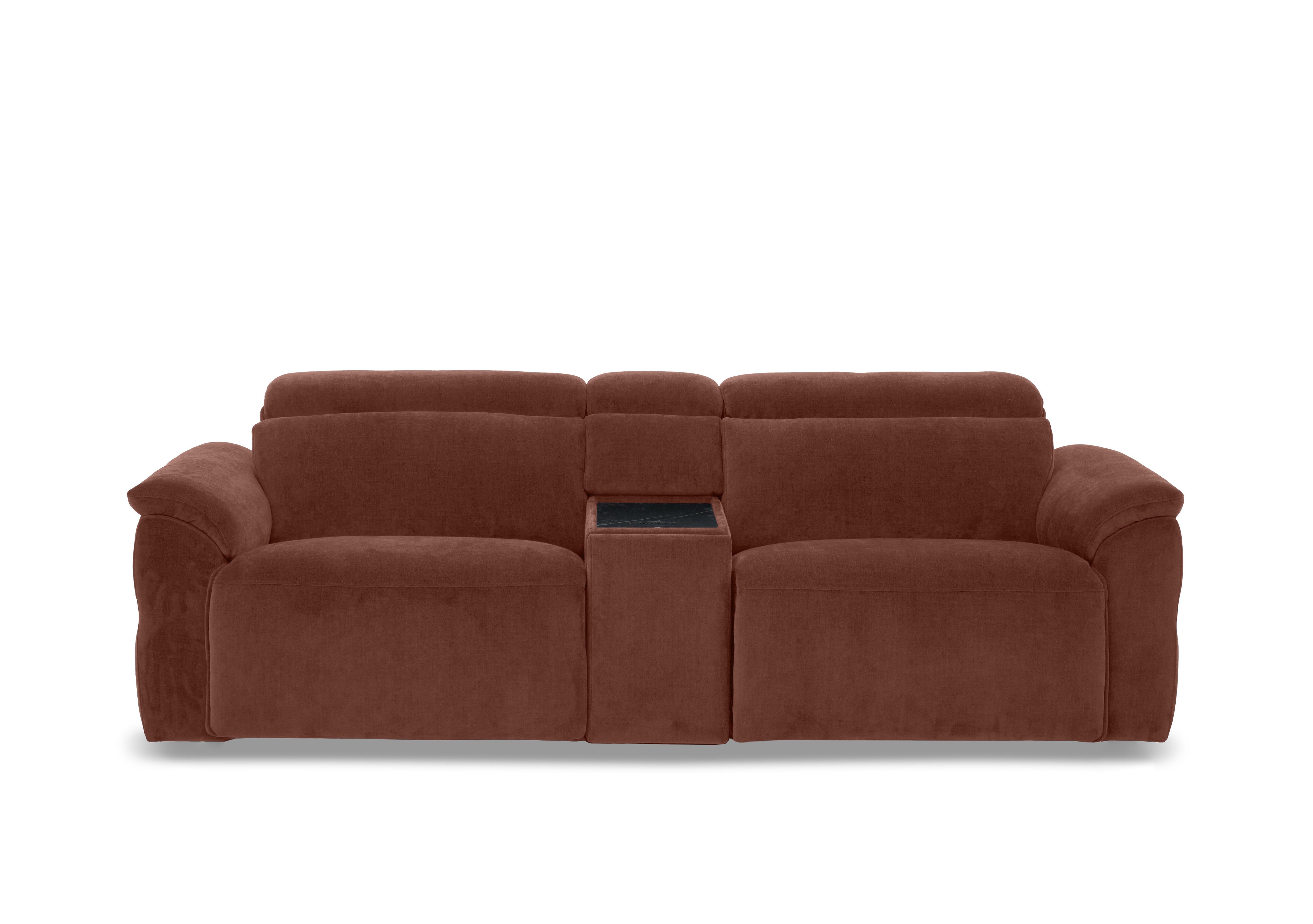 Dolomite 3 Seater Fabric Power Recliner Sofa with Power Headrests and Console in Manhattan Burnt Sienna 58008 on Furniture Village