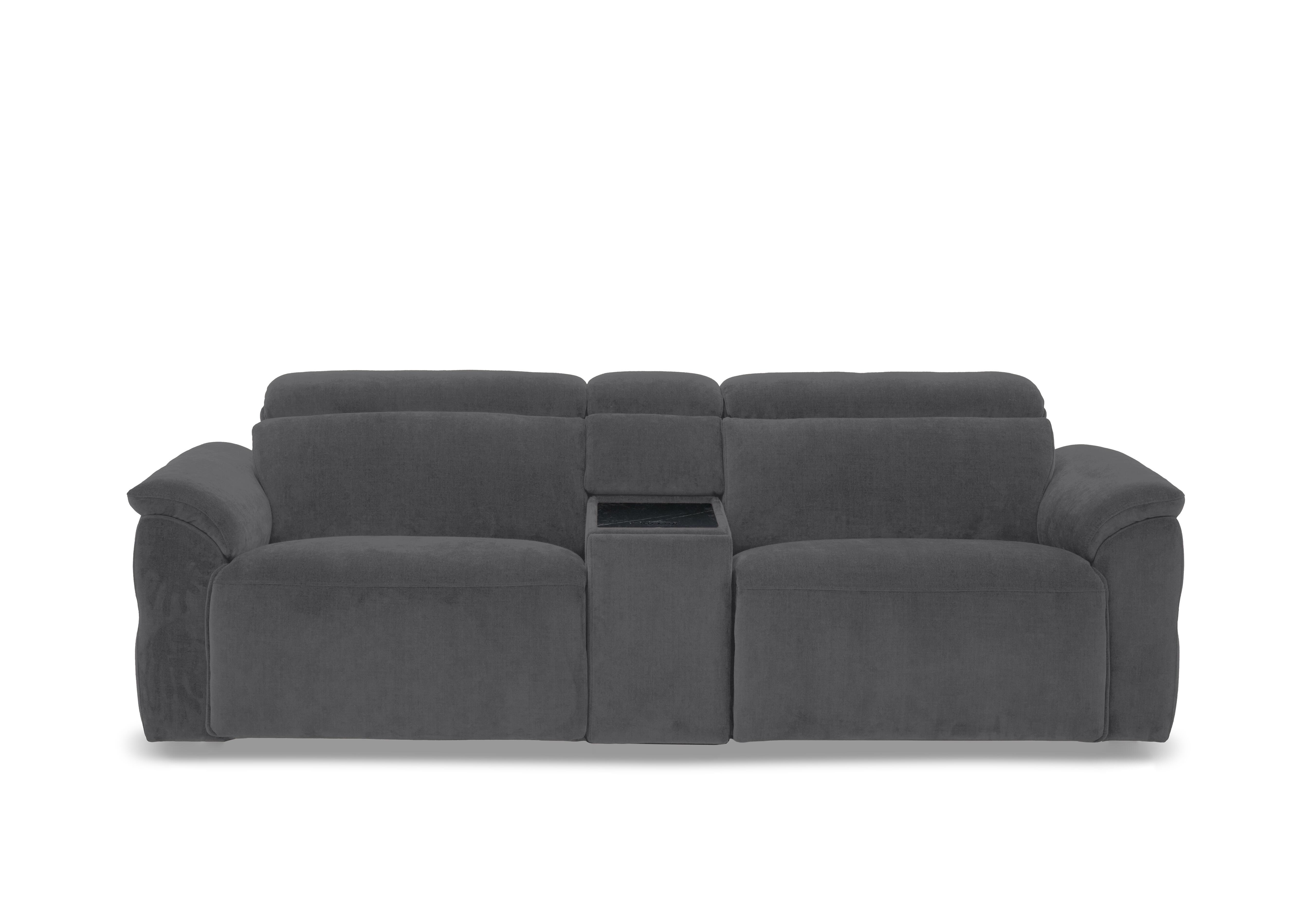 Dolomite 3 Seater Fabric Power Recliner Sofa with Power Headrests and Console in Manhattan Charcoal 58003 on Furniture Village