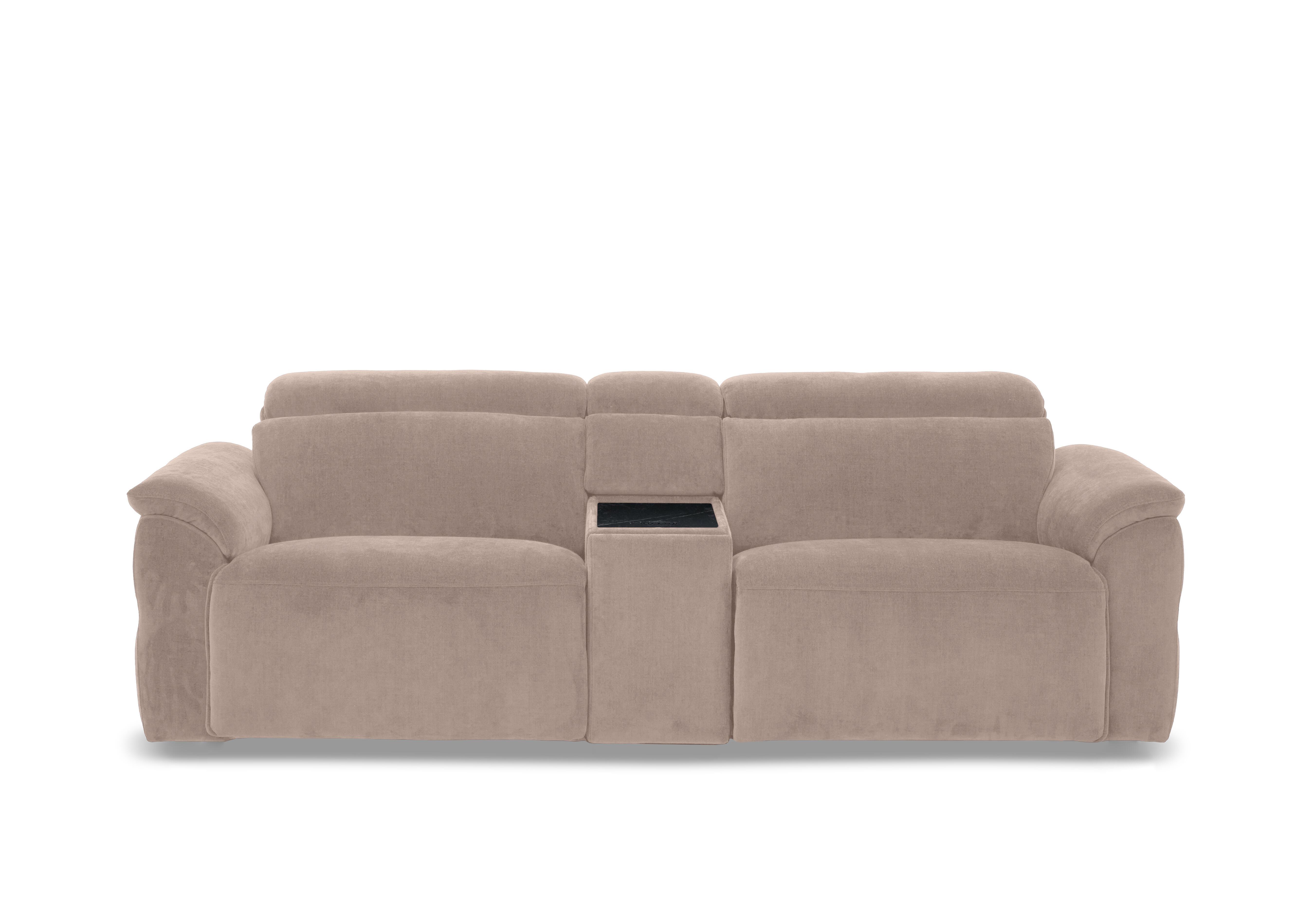 Dolomite 3 Seater Fabric Power Recliner Sofa with Power Headrests and Console in Manhattan Nutmeg 58005 on Furniture Village
