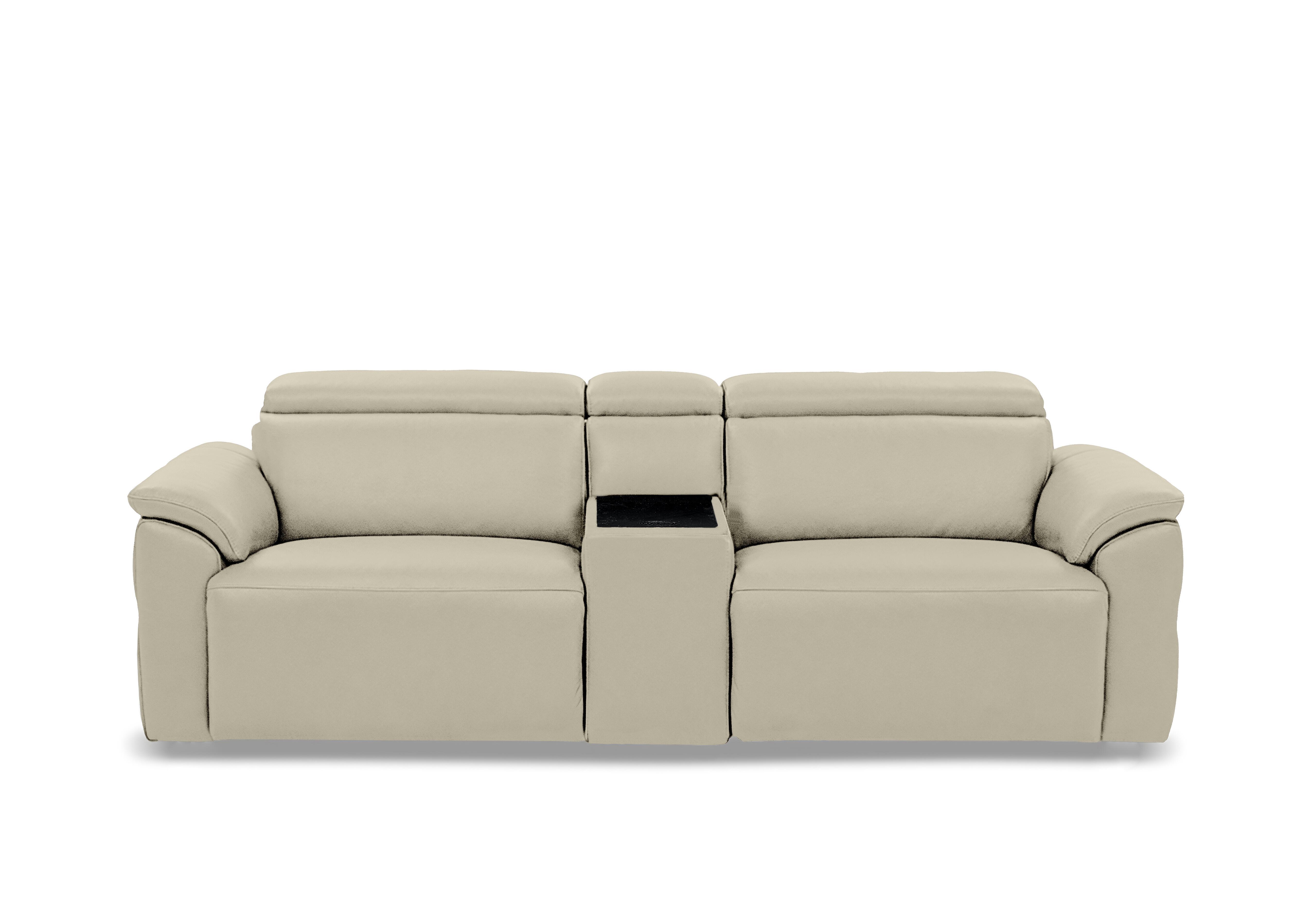 Dolomite 3 Seater Leather Power Recliner Sofa with Power Headrests and Console in Montana Bone China Cat-60/05 on Furniture Village