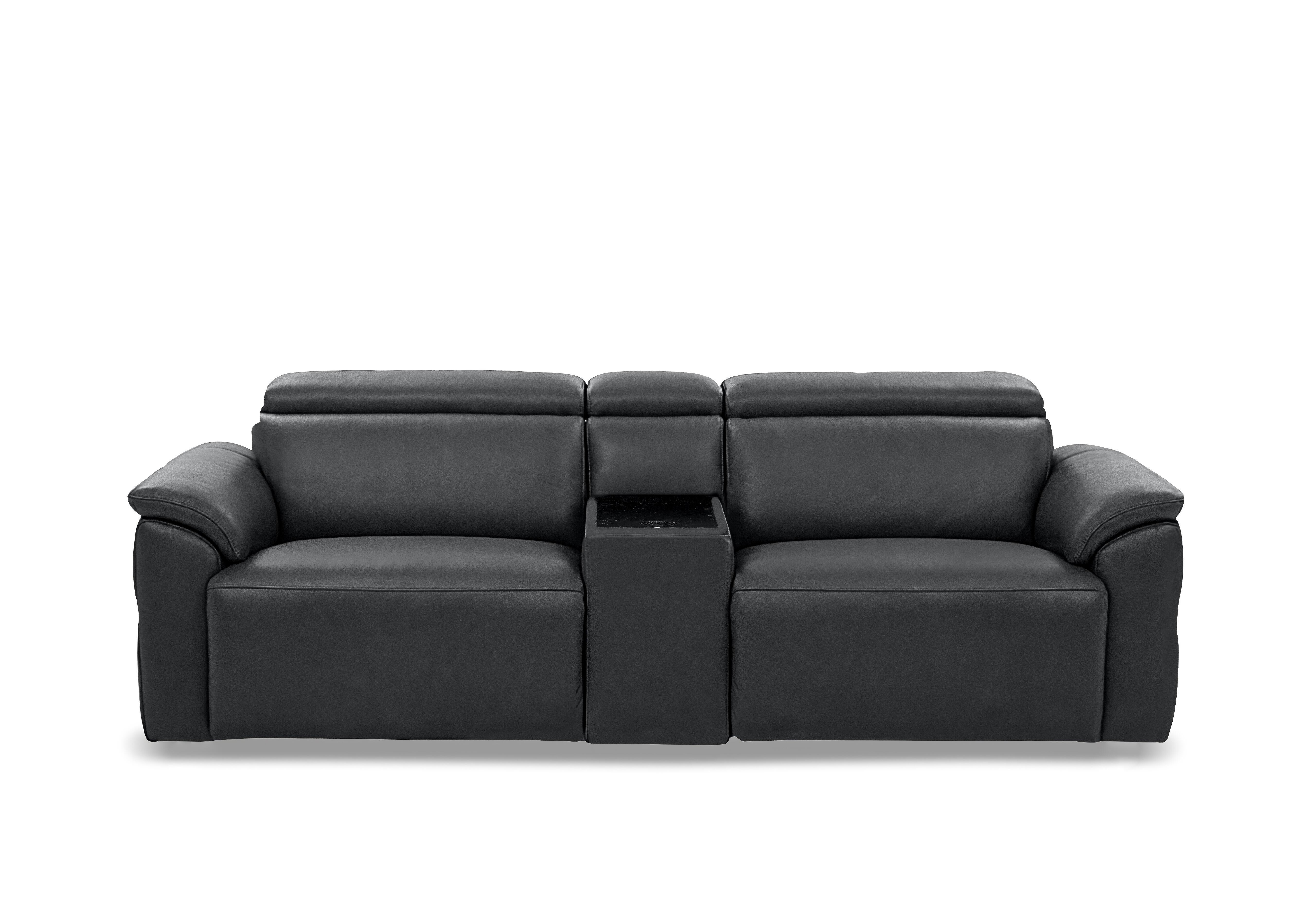 Dolomite 3 Seater Leather Power Recliner Sofa with Power Headrests and Console in Montana Charcoal Cat-60/25 on Furniture Village
