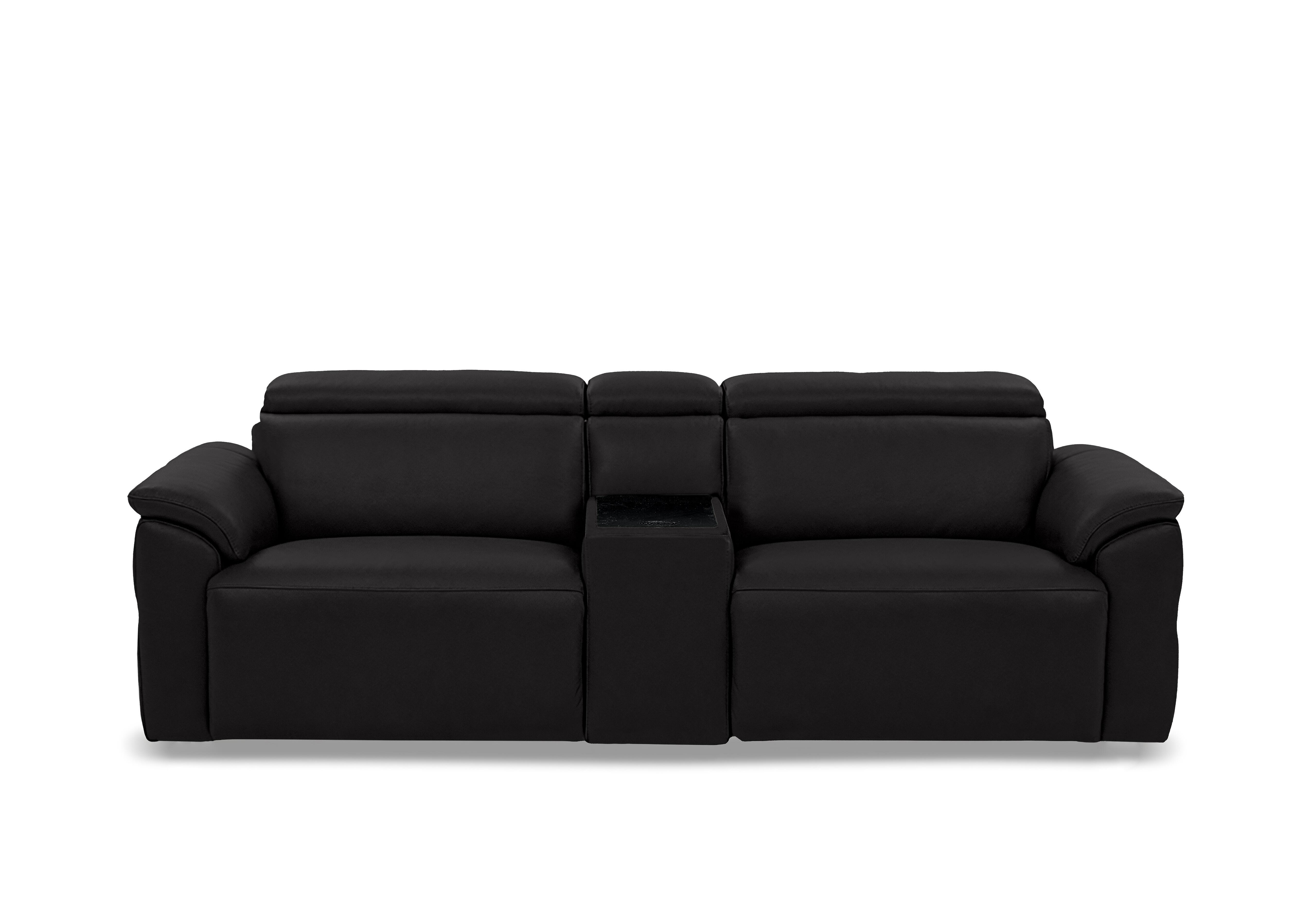 Dolomite 3 Seater Leather Power Recliner Sofa with Power Headrests and Console in Montana Jet Black Cat-60/22 on Furniture Village