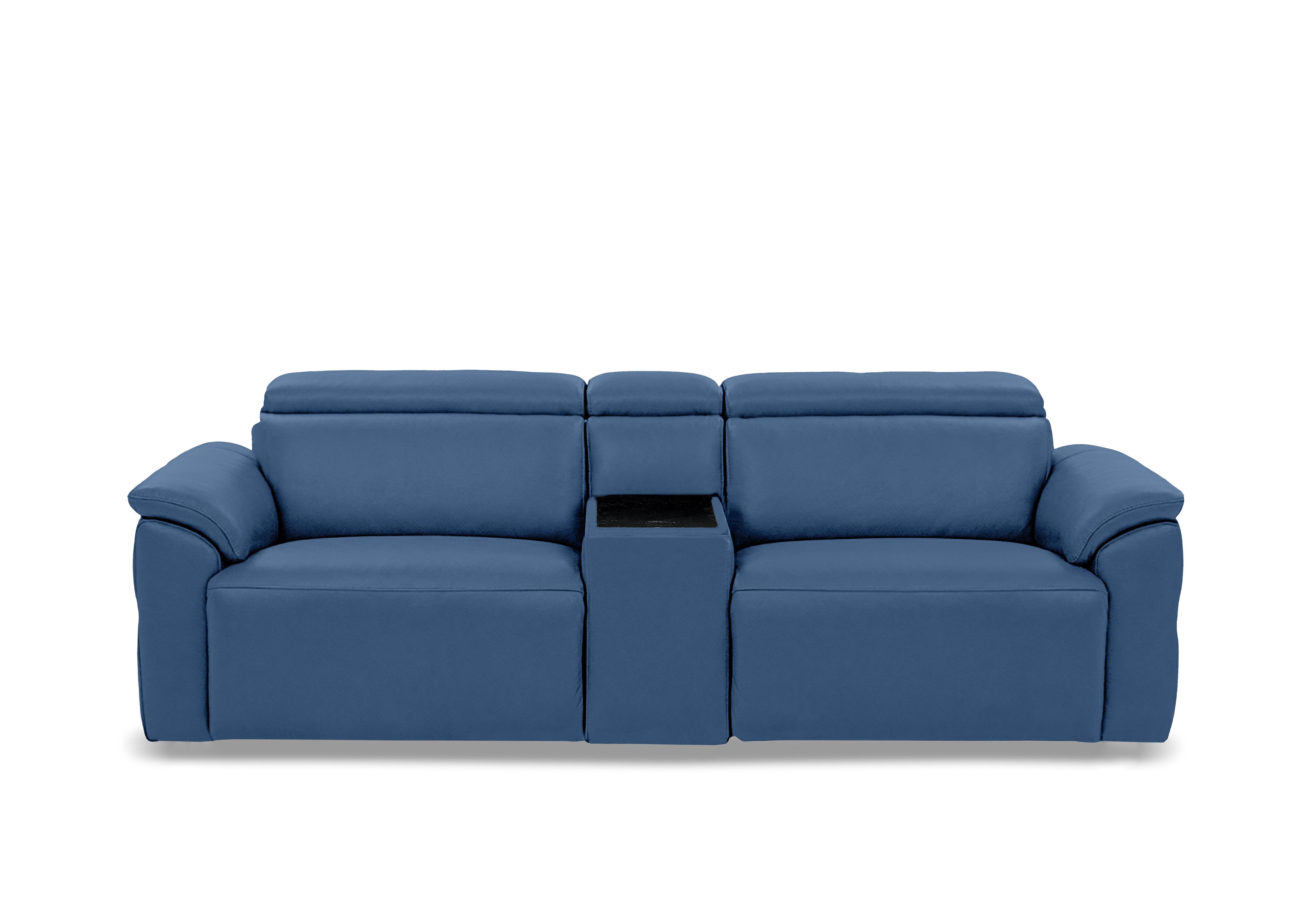 Dolomite 3 Seater Leather Power Recliner Sofa with Power Headrests and Console in Oslo Aegean Cat-40/12 on Furniture Village