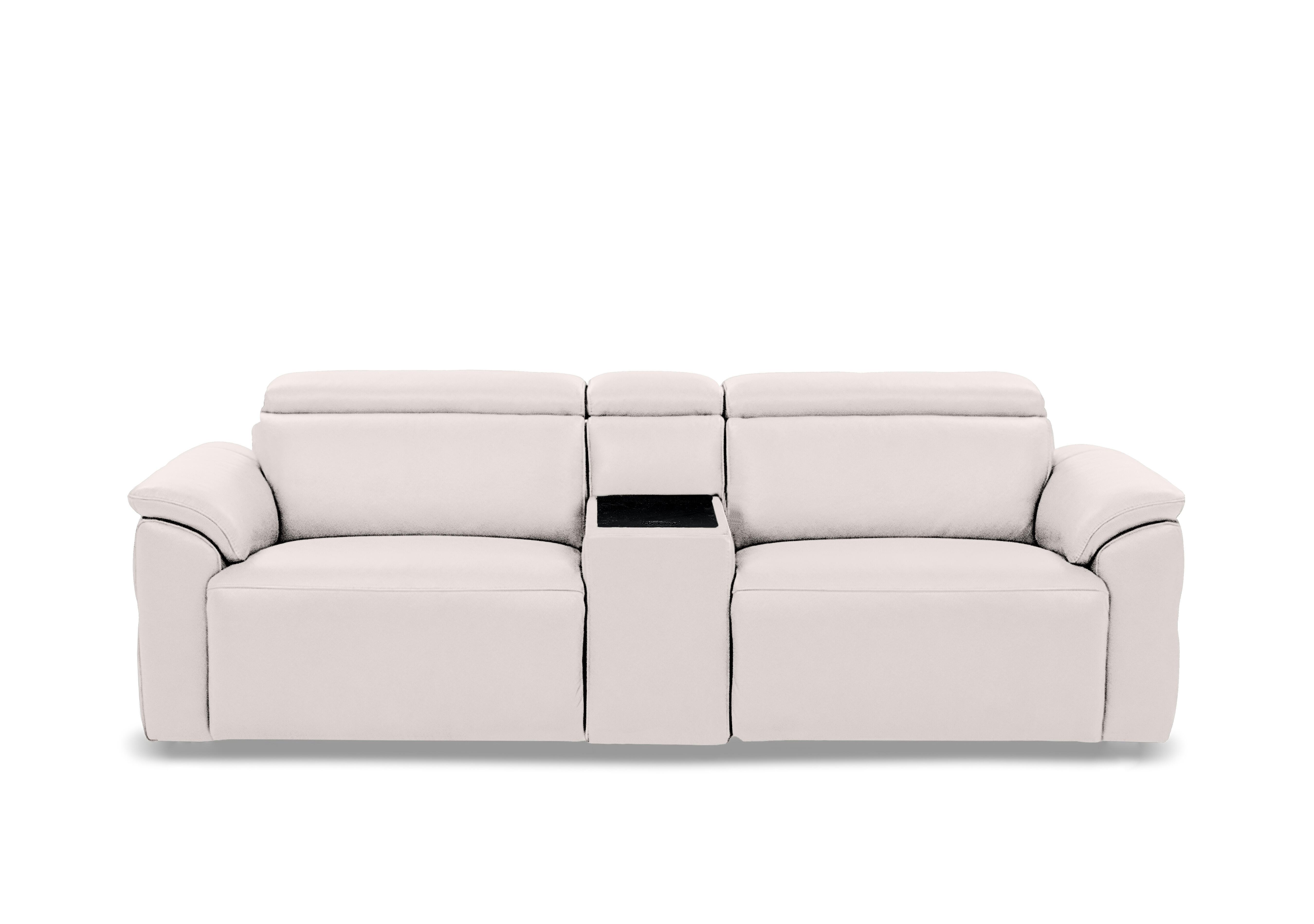 Dolomite 3 Seater Leather Power Recliner Sofa with Power Headrests and Console in Oslo Cotton Cat-40/13 on Furniture Village