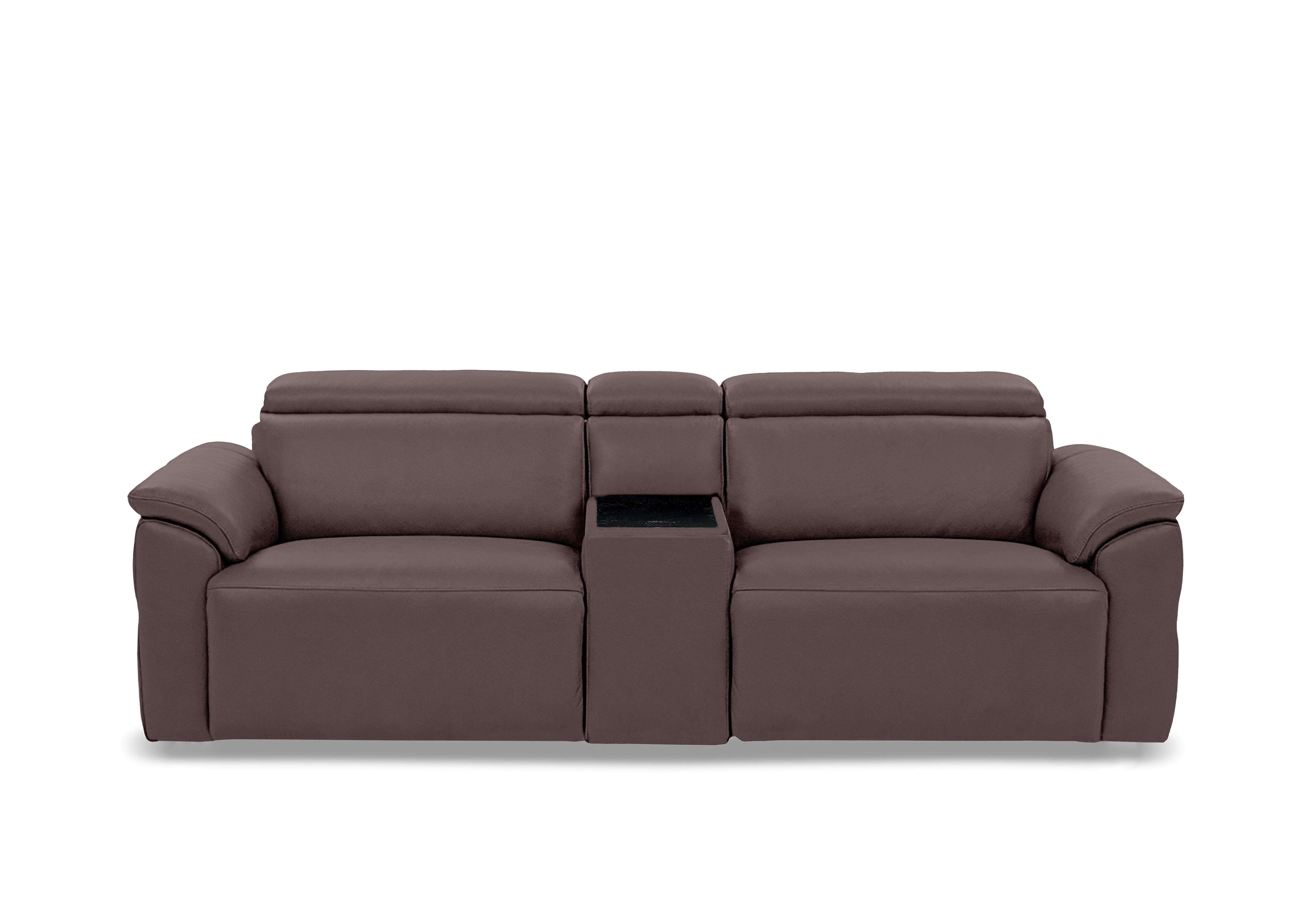 Dolomite 3 Seater Leather Power Recliner Sofa with Power Headrests and Console in Oslo Mulberry Cat-40/30 on Furniture Village