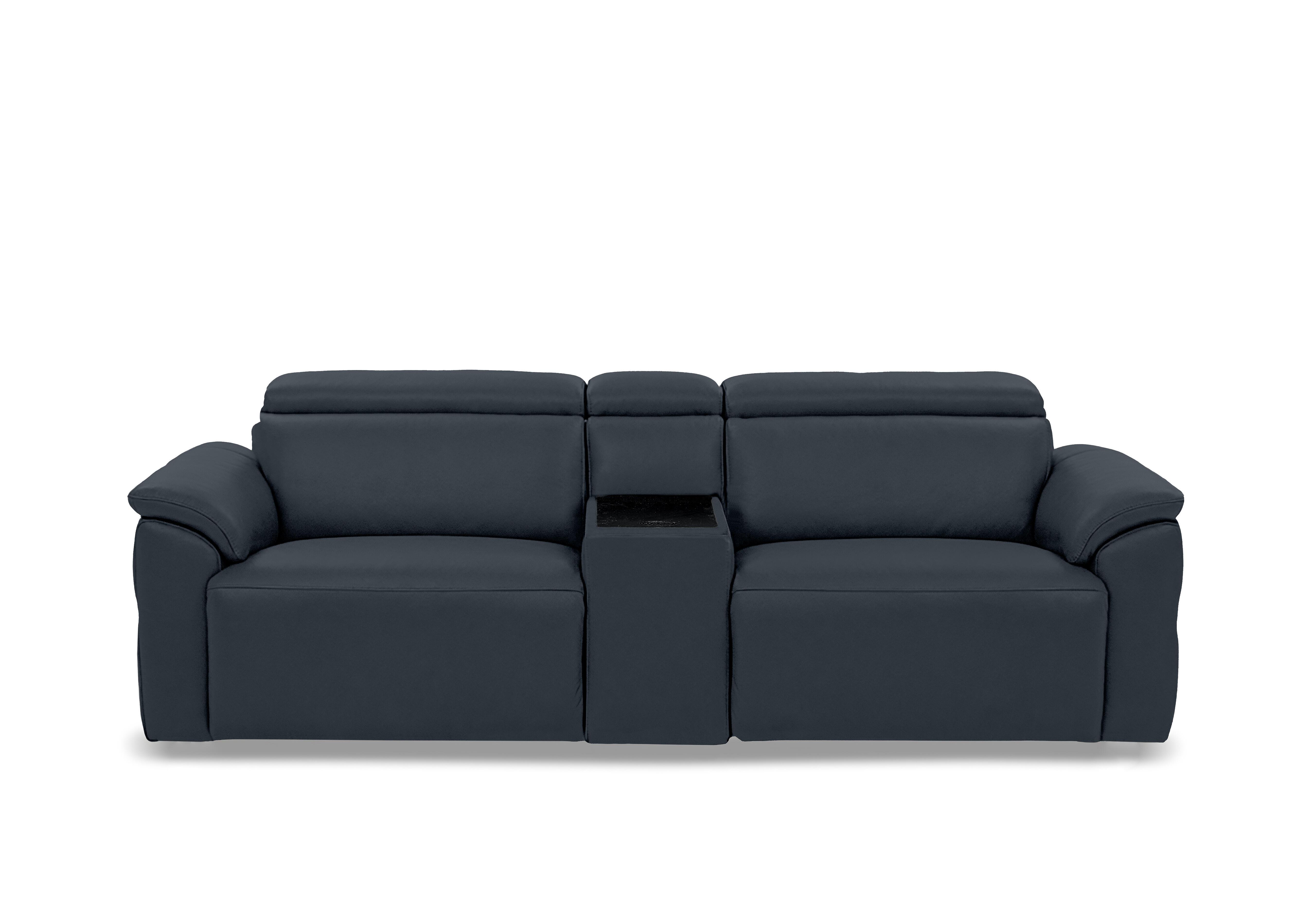 Dolomite 3 Seater Leather Power Recliner Sofa with Power Headrests and Console in Oslo Navy Cat-40/24 on Furniture Village