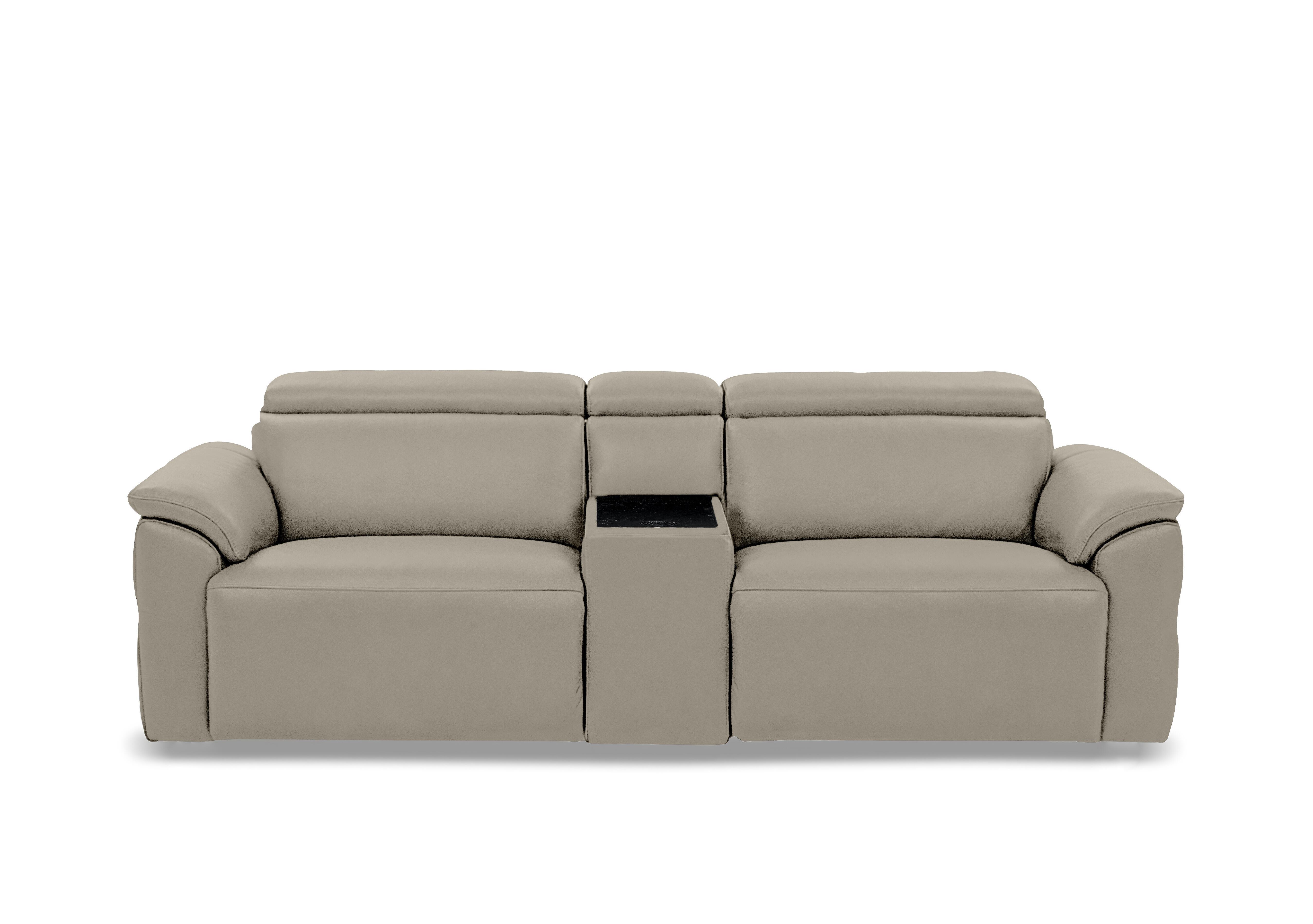 Dolomite 3 Seater Leather Power Recliner Sofa with Power Headrests and Console in Oslo Oyster Cat-40/08 on Furniture Village