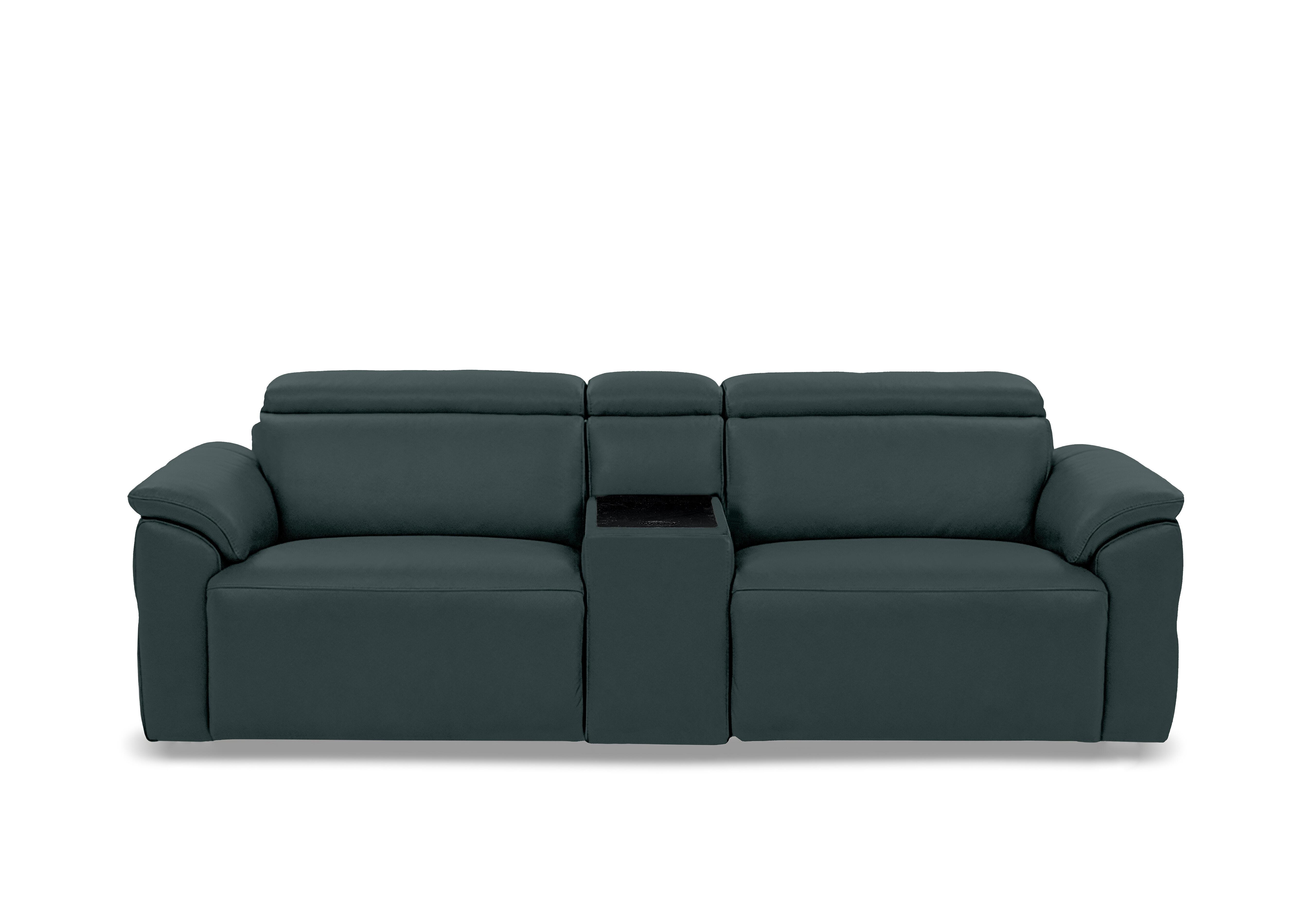 Dolomite 3 Seater Leather Power Recliner Sofa with Power Headrests and Console in Oslo Peacock Cat-40/09 on Furniture Village