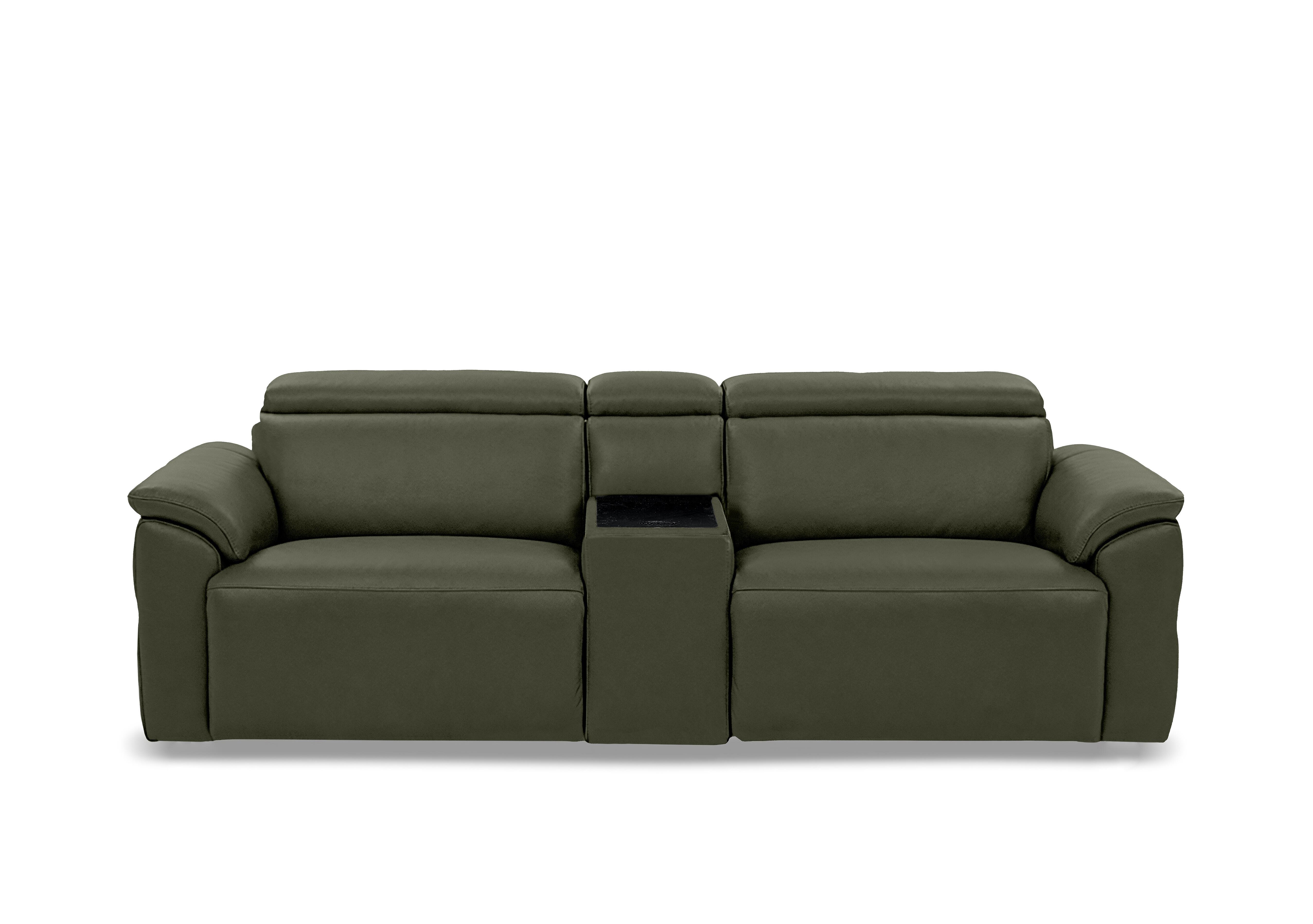 Dolomite 3 Seater Leather Power Recliner Sofa with Power Headrests and Console in Oslo Pine Cat-40/10 on Furniture Village