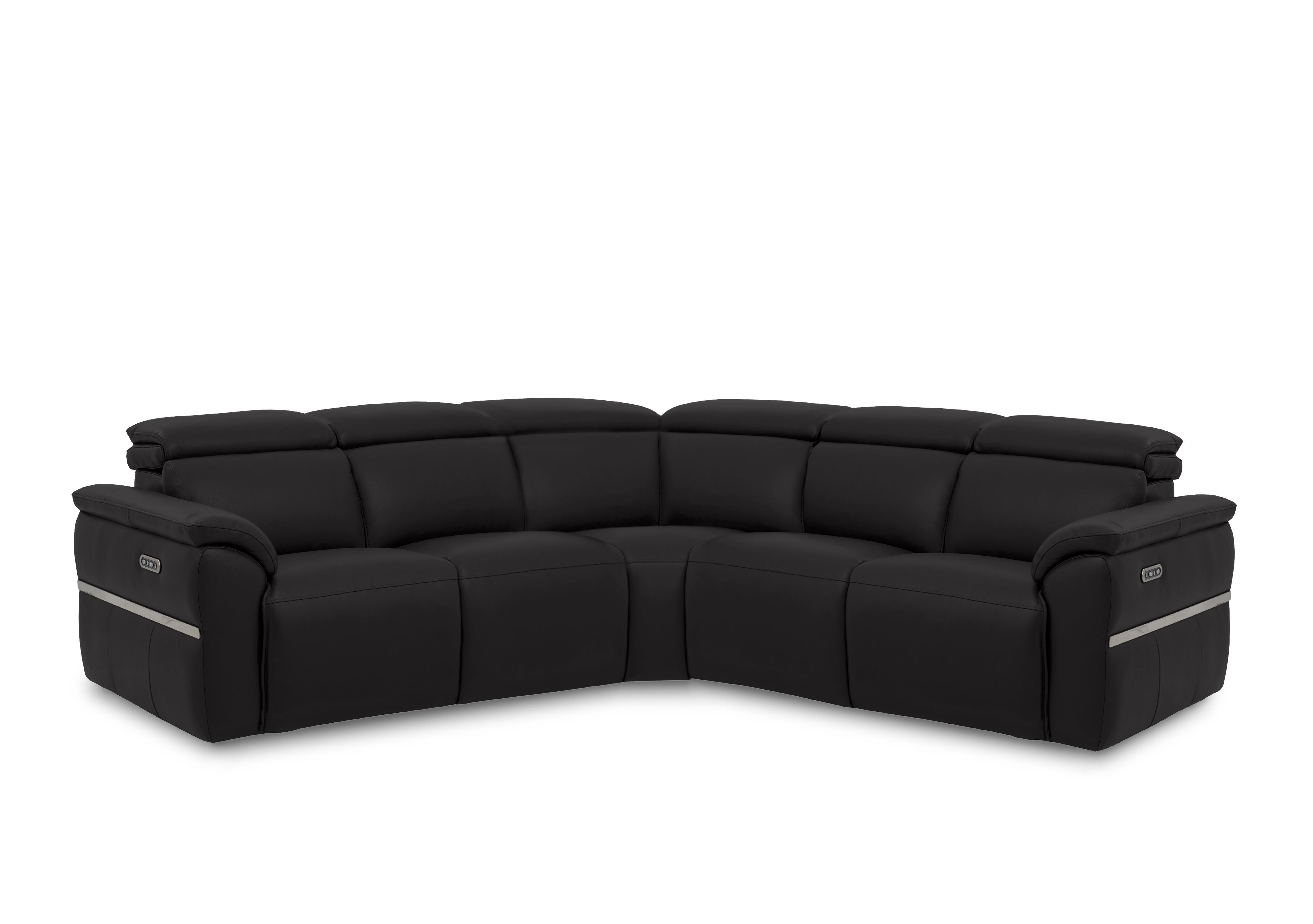Dolomite Large Leather Corner Sofa in Montana Jet Black Cat-60/22 on Furniture Village