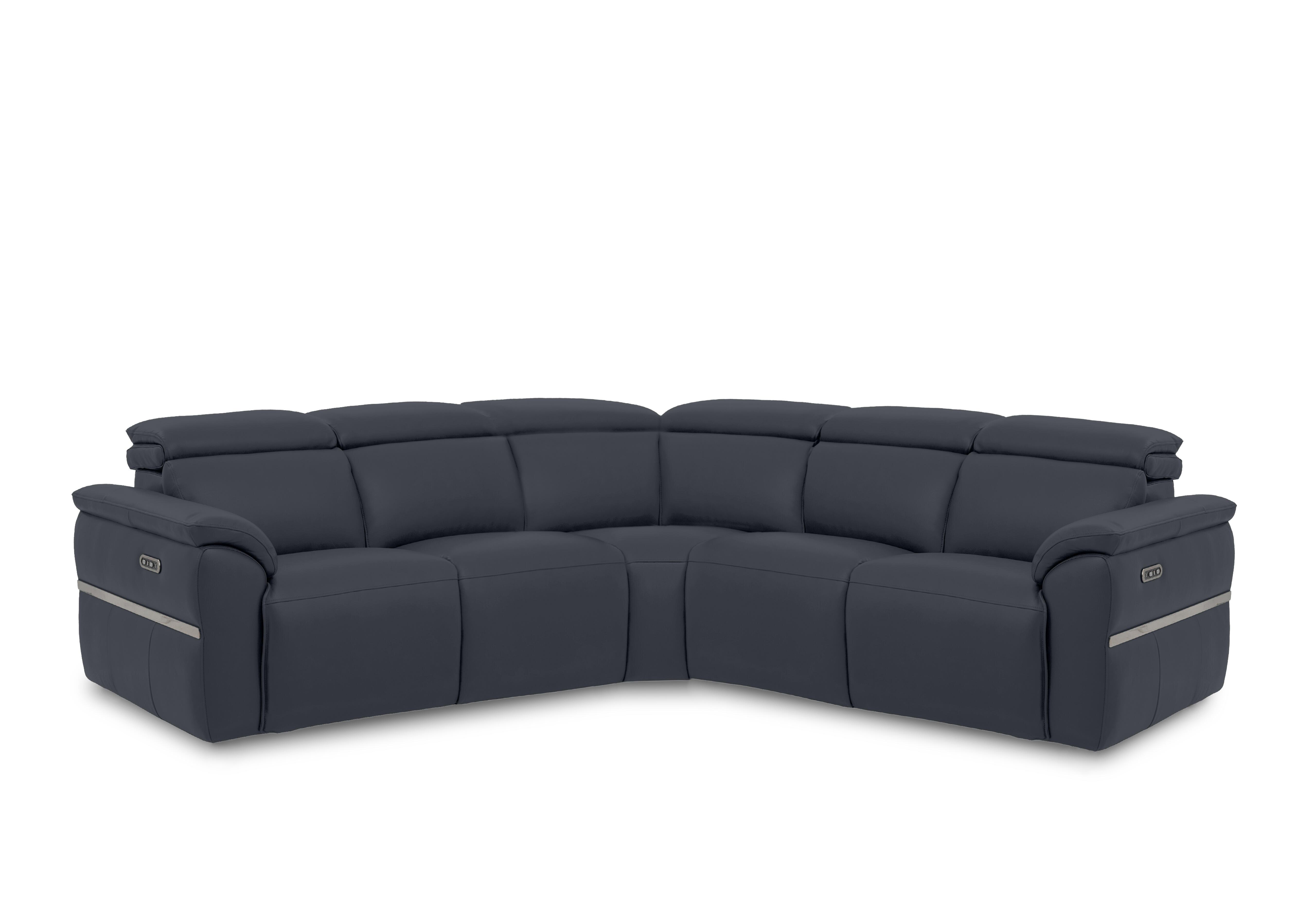 Dolomite Large Leather Corner Sofa in Oslo Navy Cat-40/24 on Furniture Village