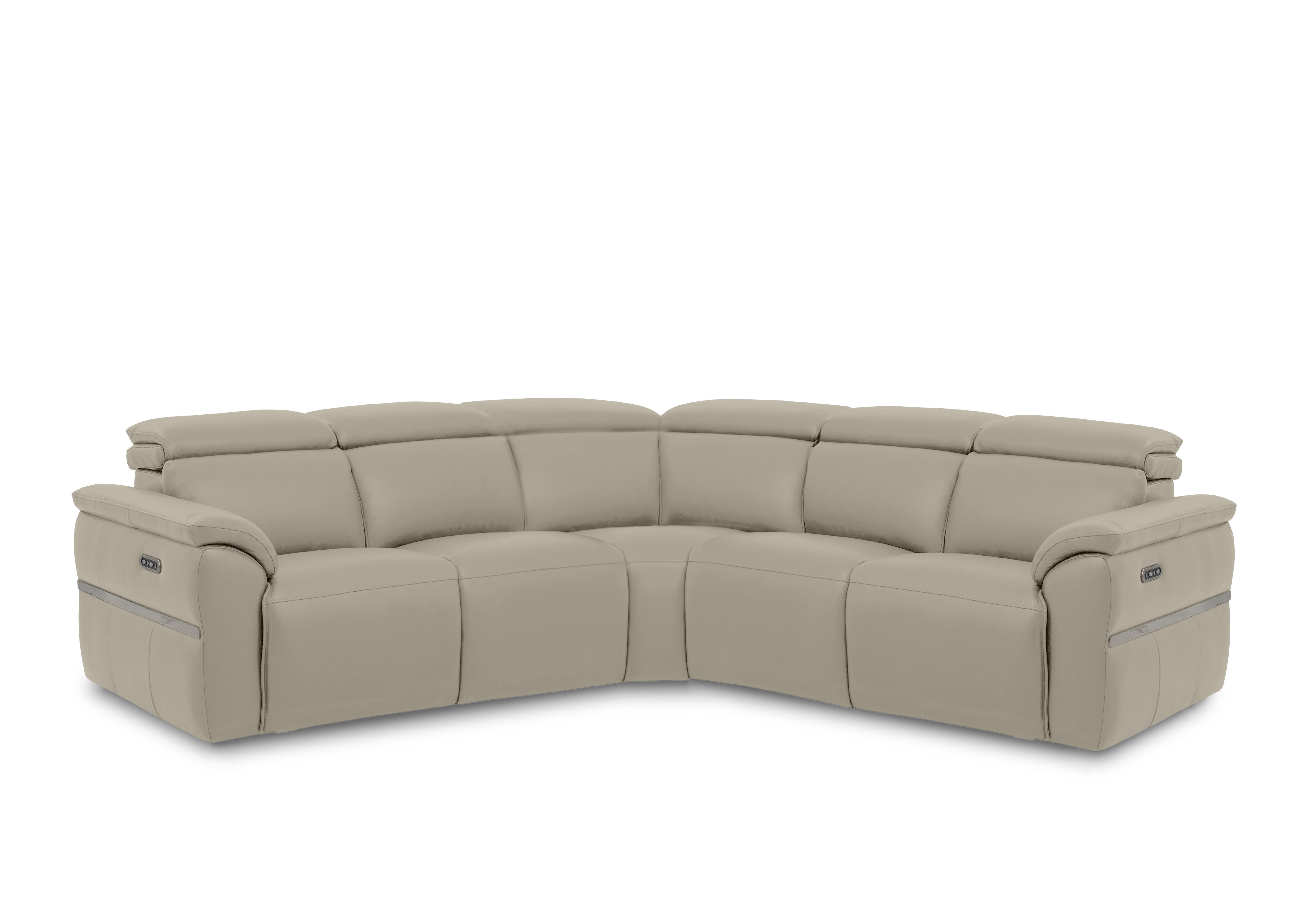 Dolomite Large Leather Corner Sofa in Oslo Oyster Cat-40/08 on Furniture Village