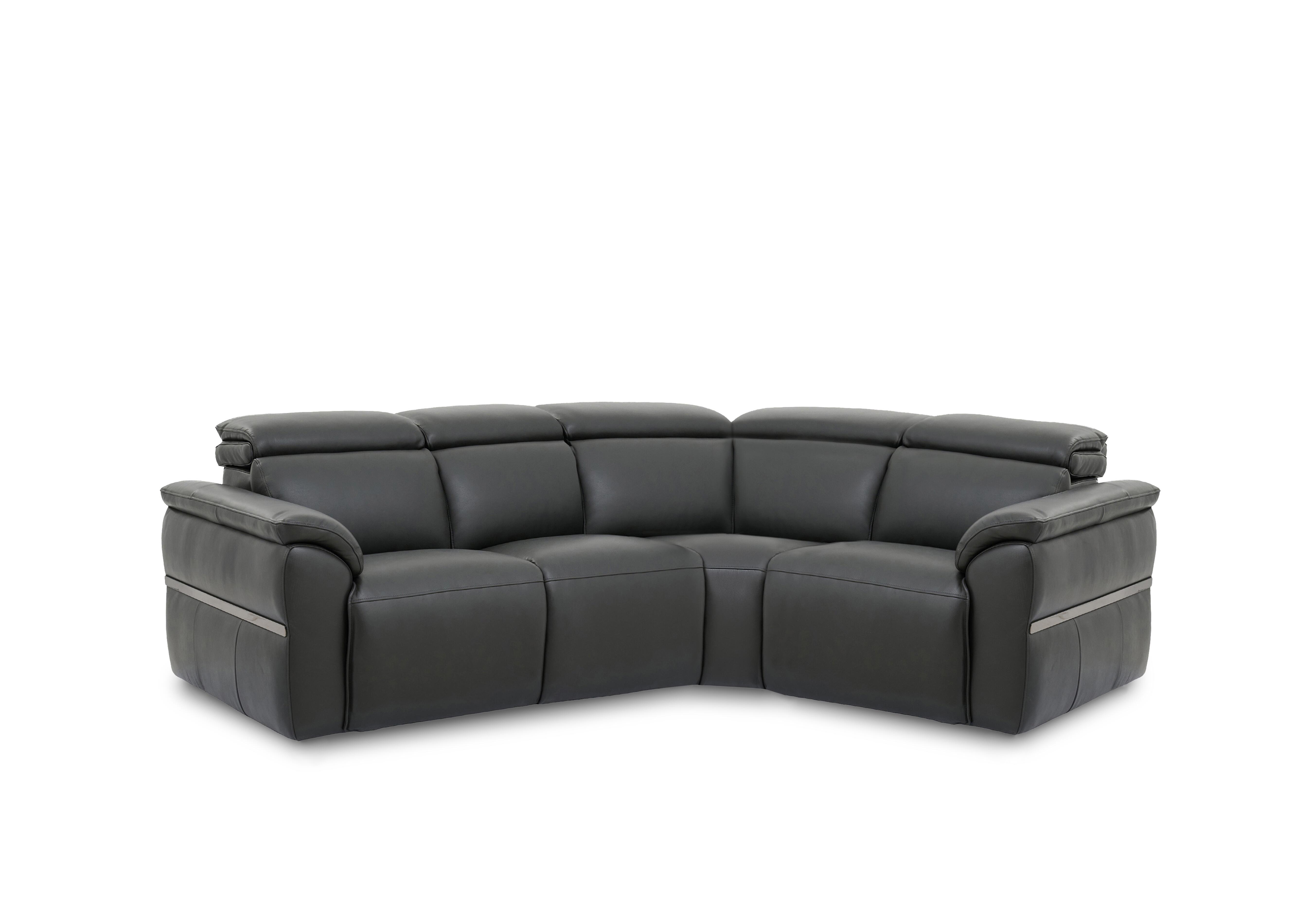Dolomite Small Leather Corner Sofa in Montana Charcoal Cat-60/25 on Furniture Village