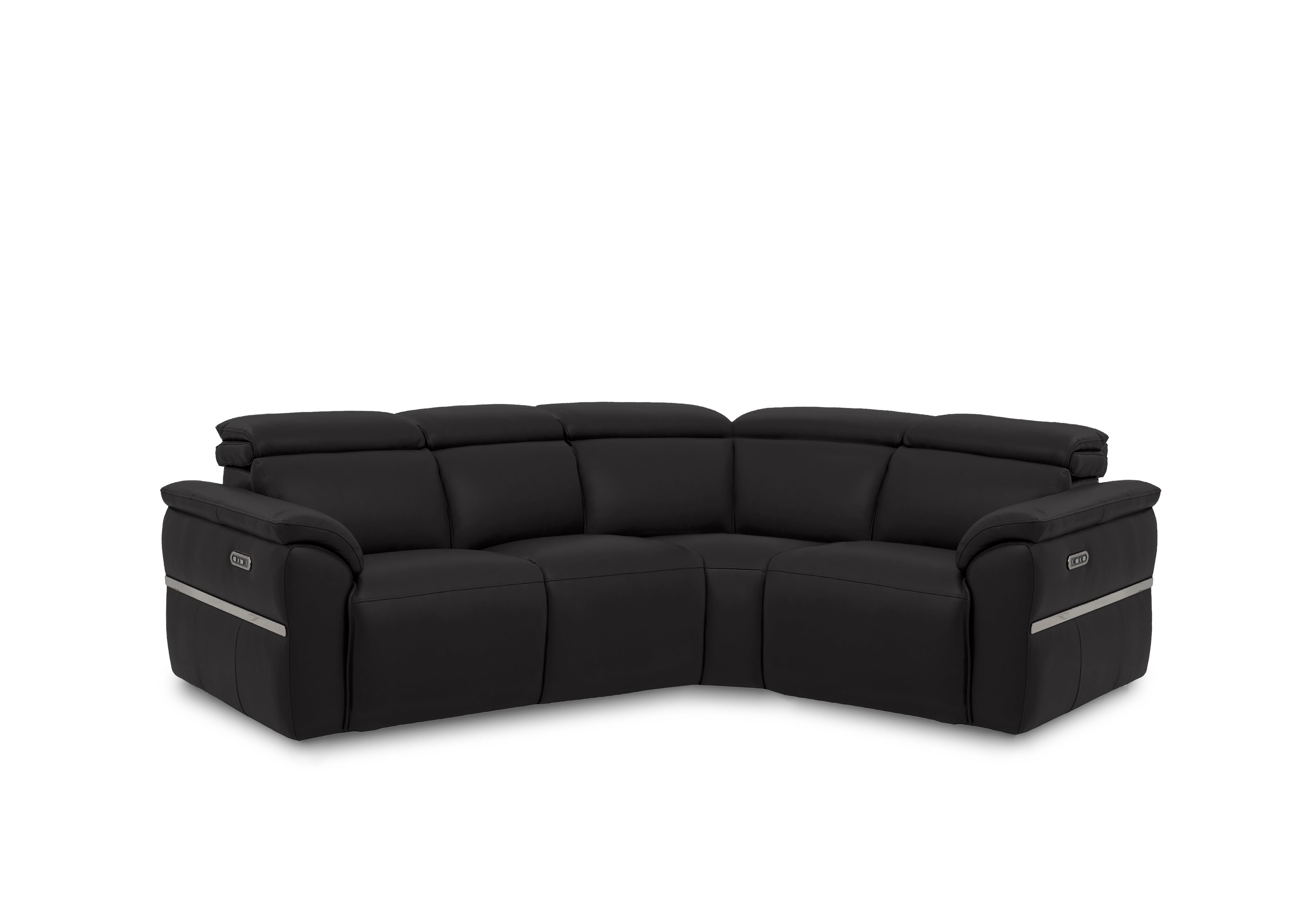 Dolomite Small Leather Corner Sofa in Montana Jet Black Cat-60/22 on Furniture Village