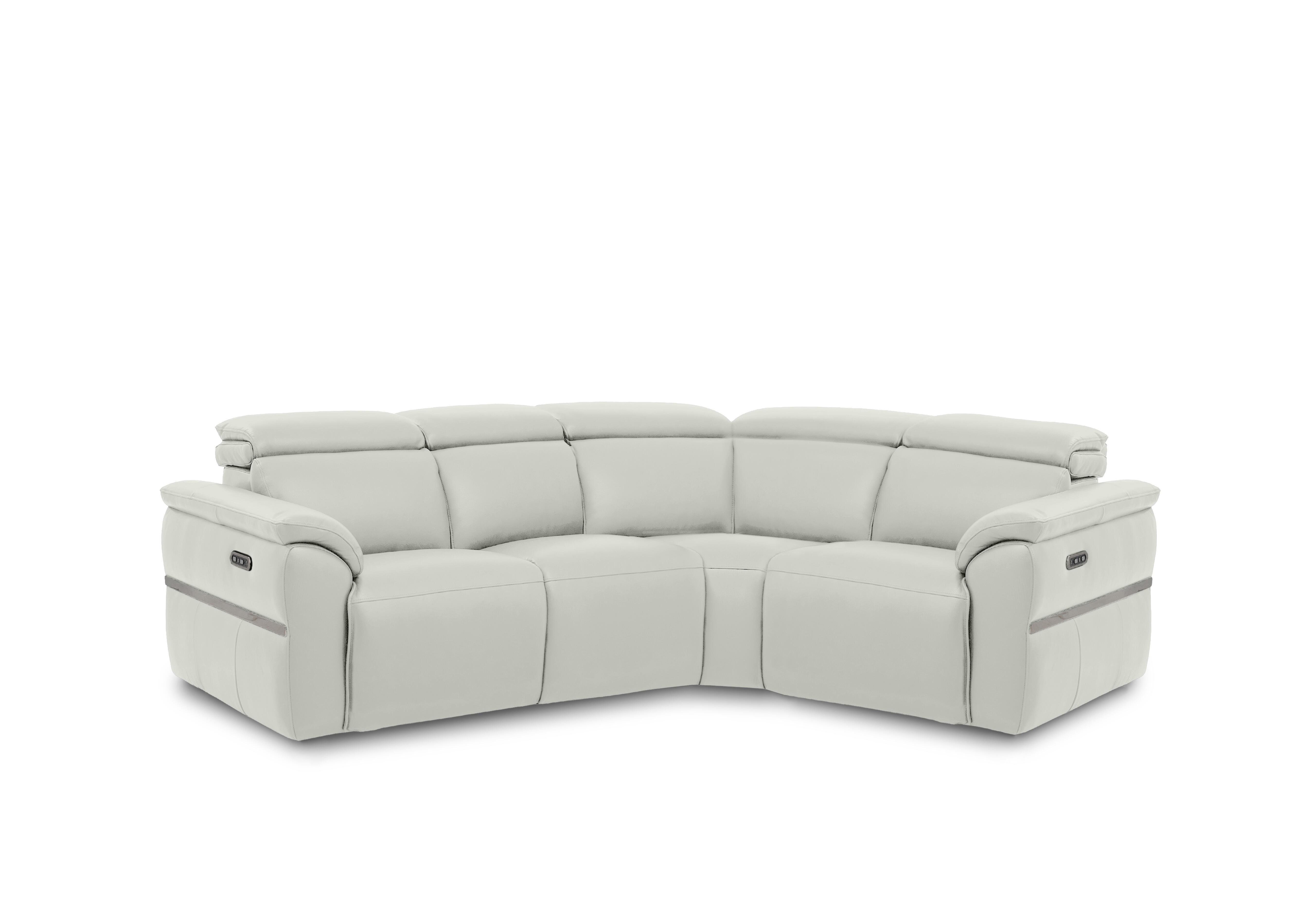 Dolomite Small Leather Corner Sofa in Oslo Light Grey Cat-40/27 on Furniture Village