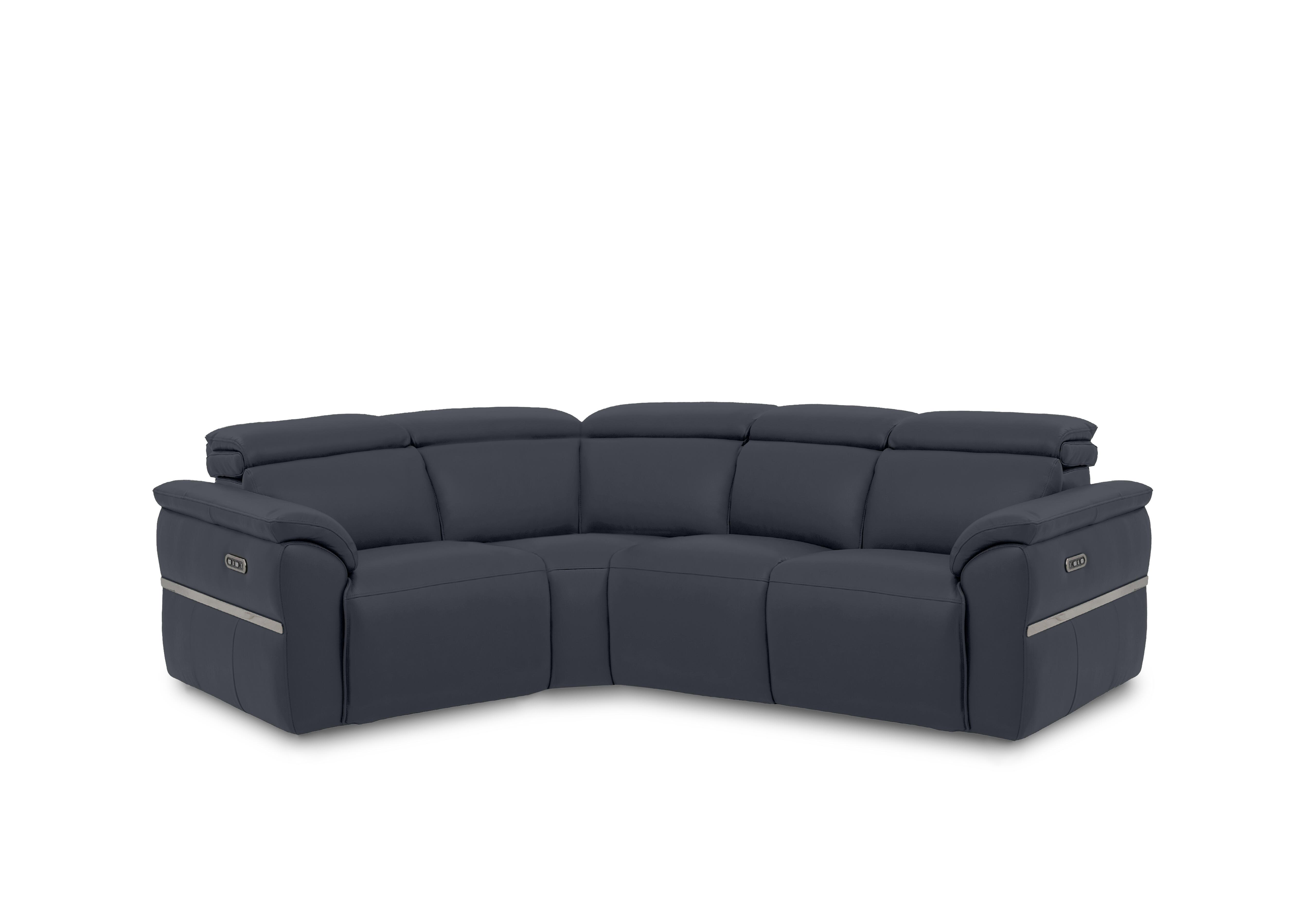 Dolomite Small Leather Corner Sofa in Oslo Navy Cat-40/24 on Furniture Village