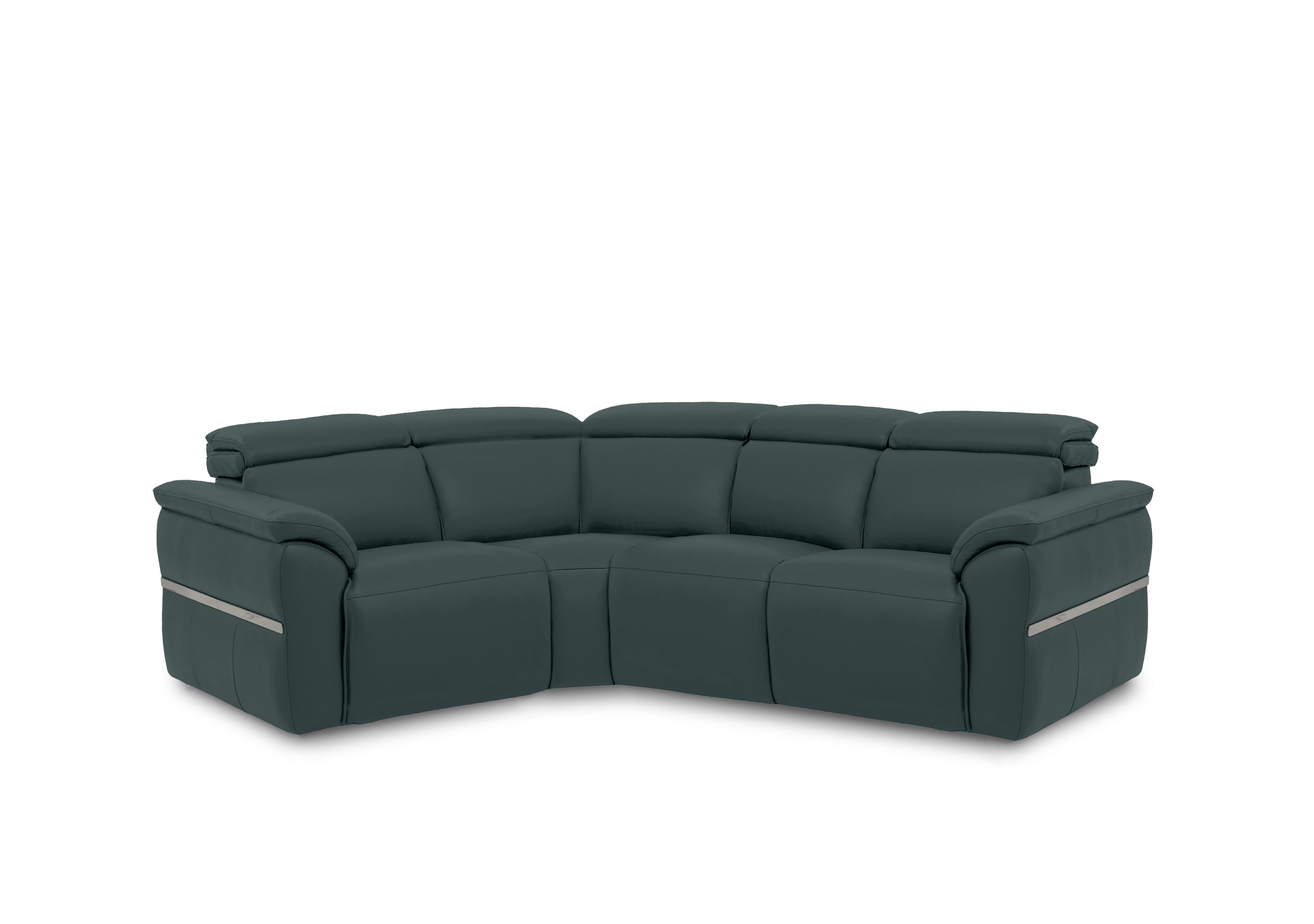 Dolomite Small Leather Corner Sofa in Oslo Peacock Cat-40/09 on Furniture Village