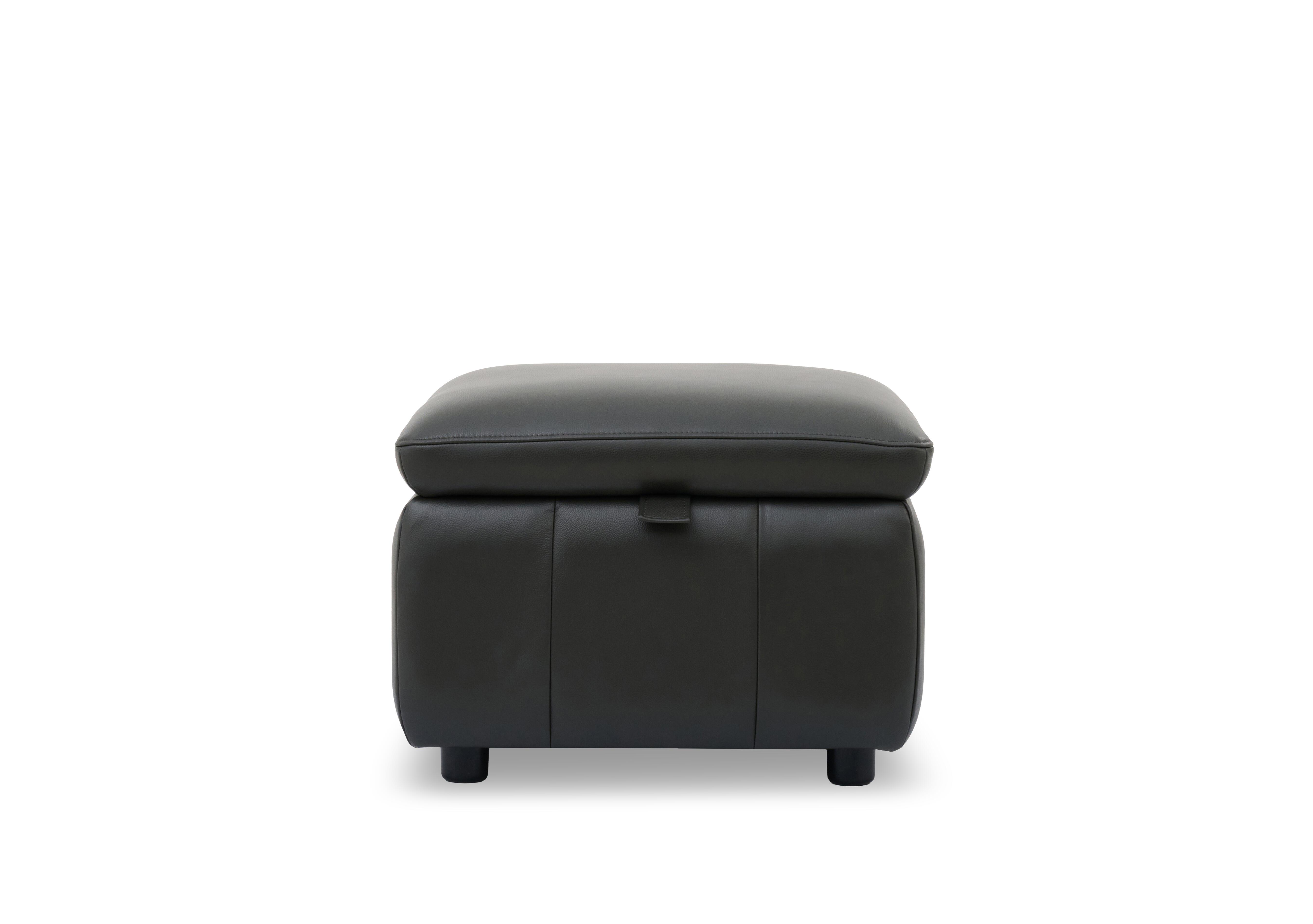 Dolomite Leather Storage Footstool in Montana Charcoal Cat-60/25 on Furniture Village