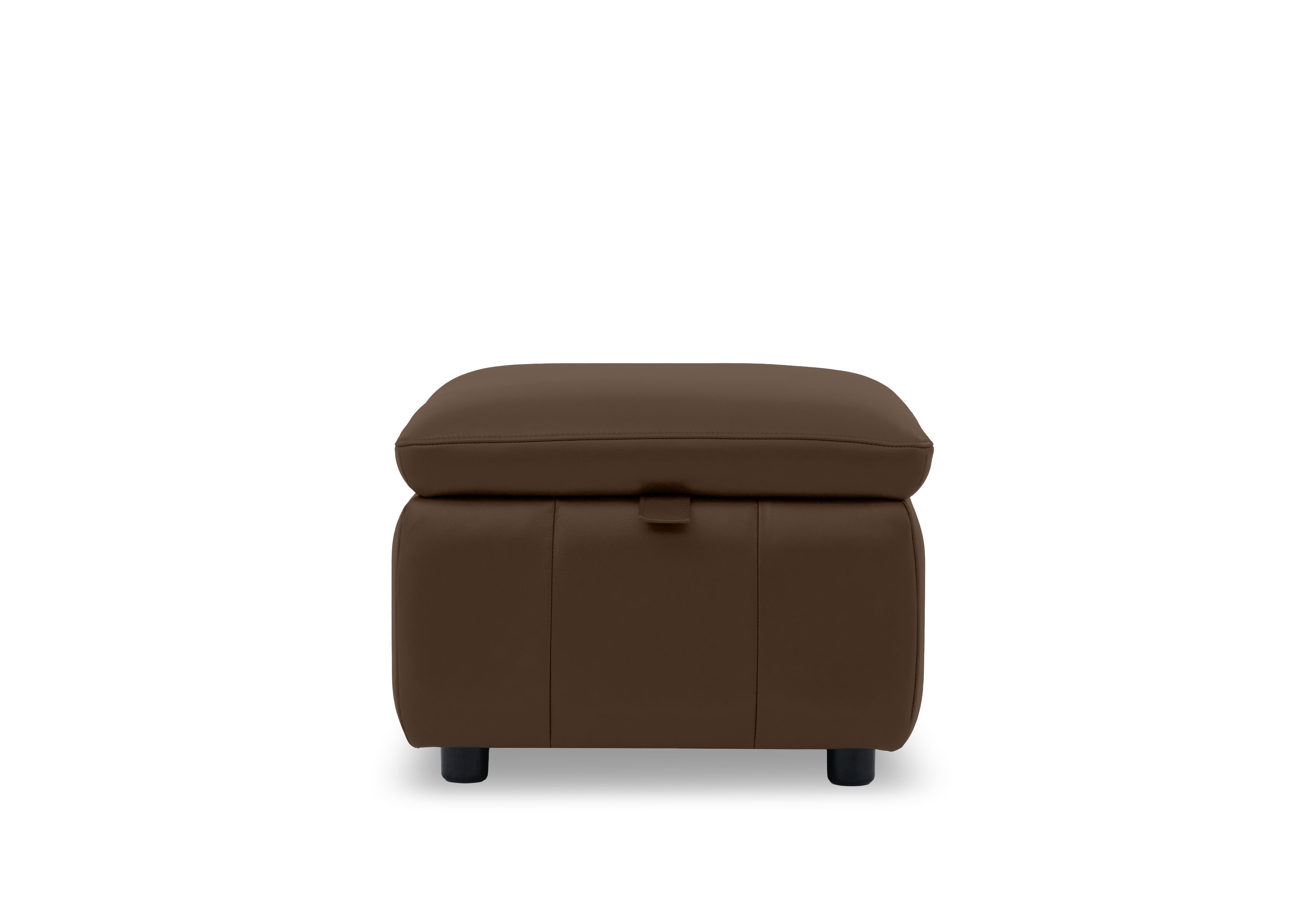 Dolomite Leather Storage Footstool in Montana Chocolate Cat-60/08 on Furniture Village