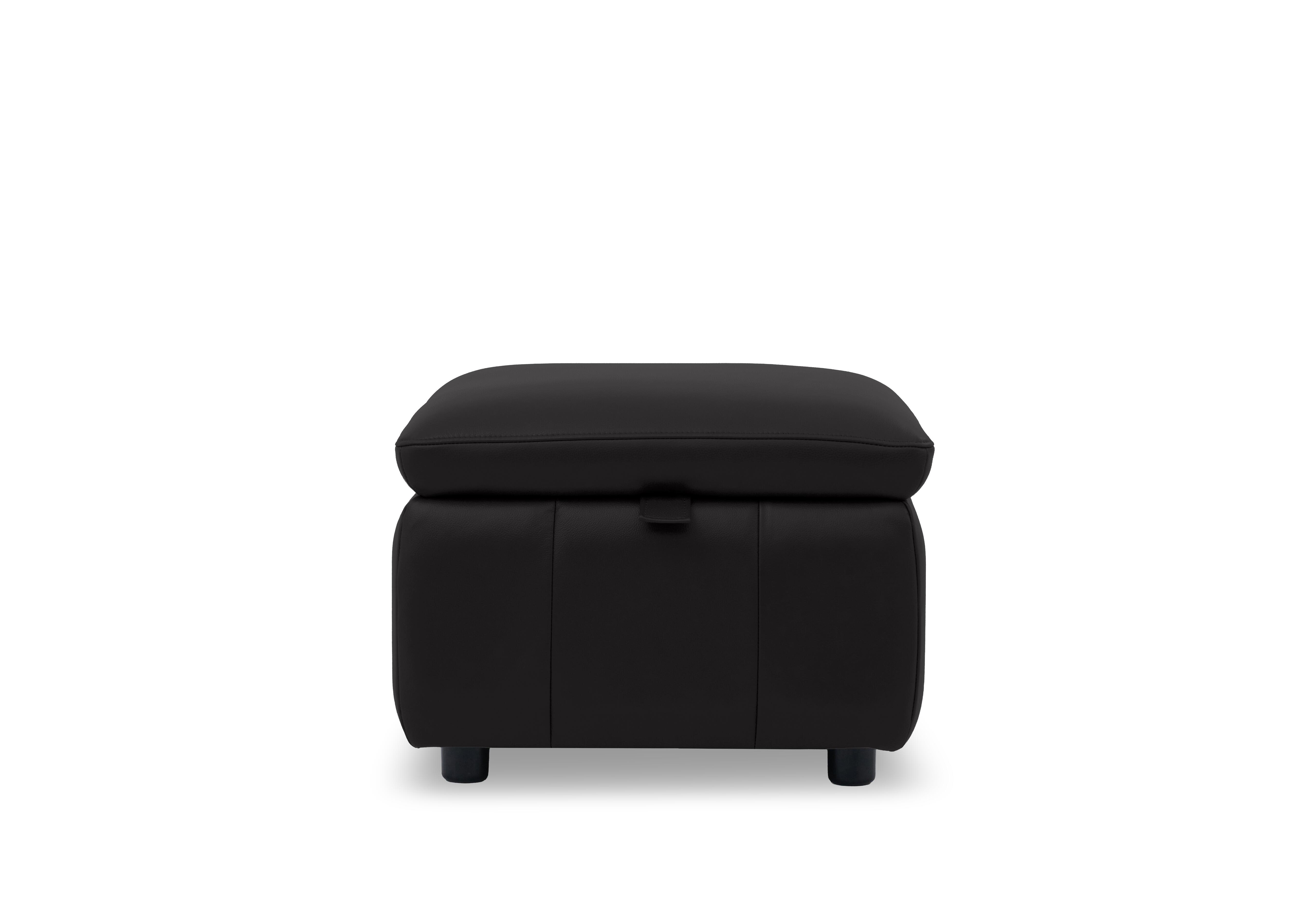 Dolomite Leather Storage Footstool in Montana Jet Black Cat-60/22 on Furniture Village