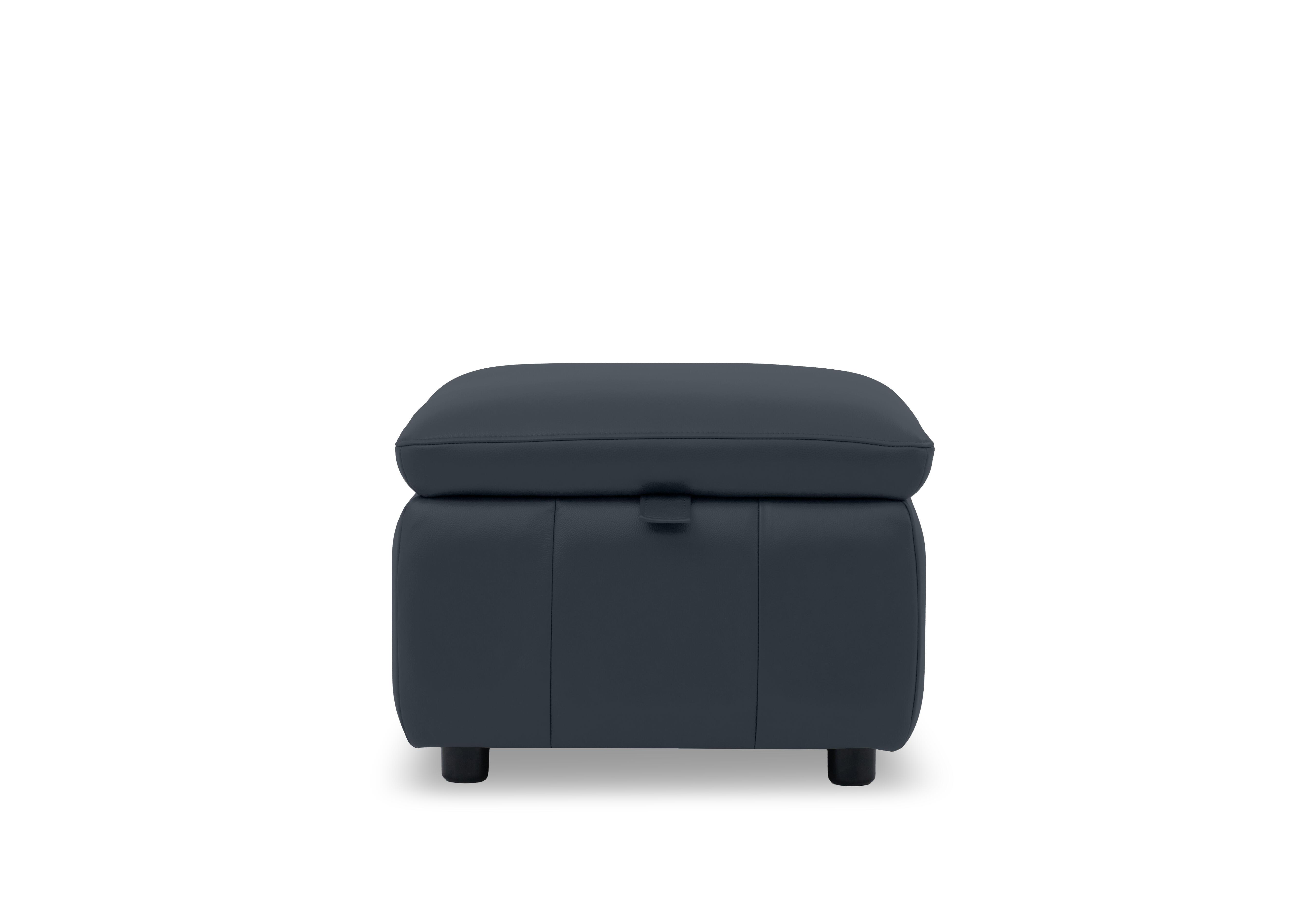 Dolomite Leather Storage Footstool in Oslo Navy Cat-40/24 on Furniture Village