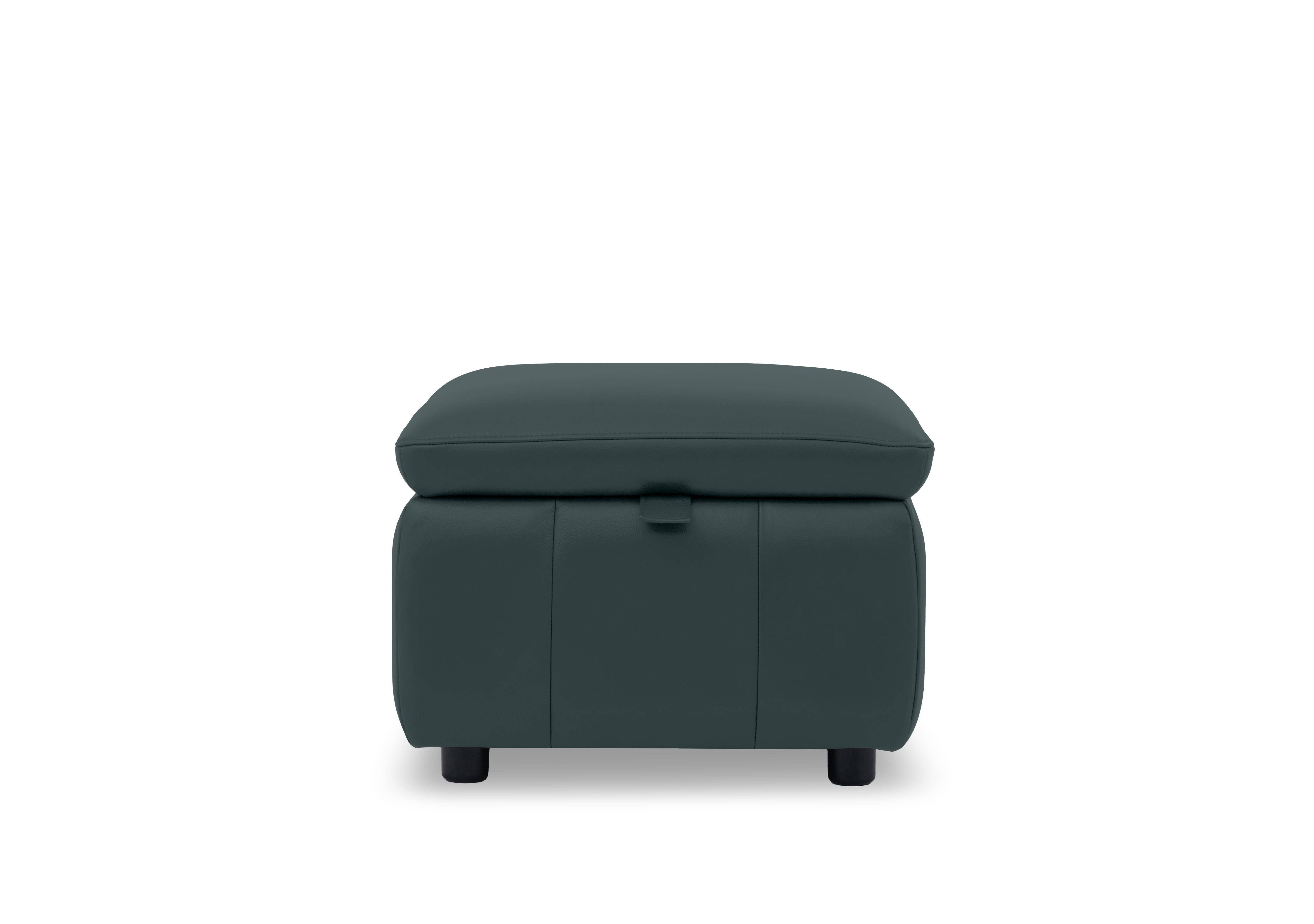 Dolomite Leather Storage Footstool in Oslo Peacock Cat-40/09 on Furniture Village