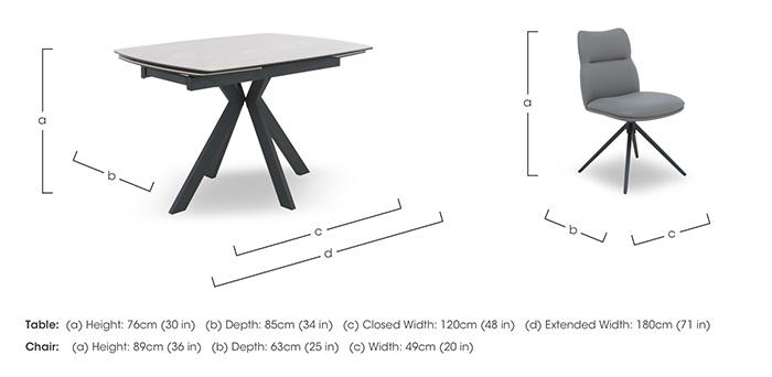 Quattro Extending Draw Leaf Table and 6 Swivel Dining Chairs in  on Furniture Village