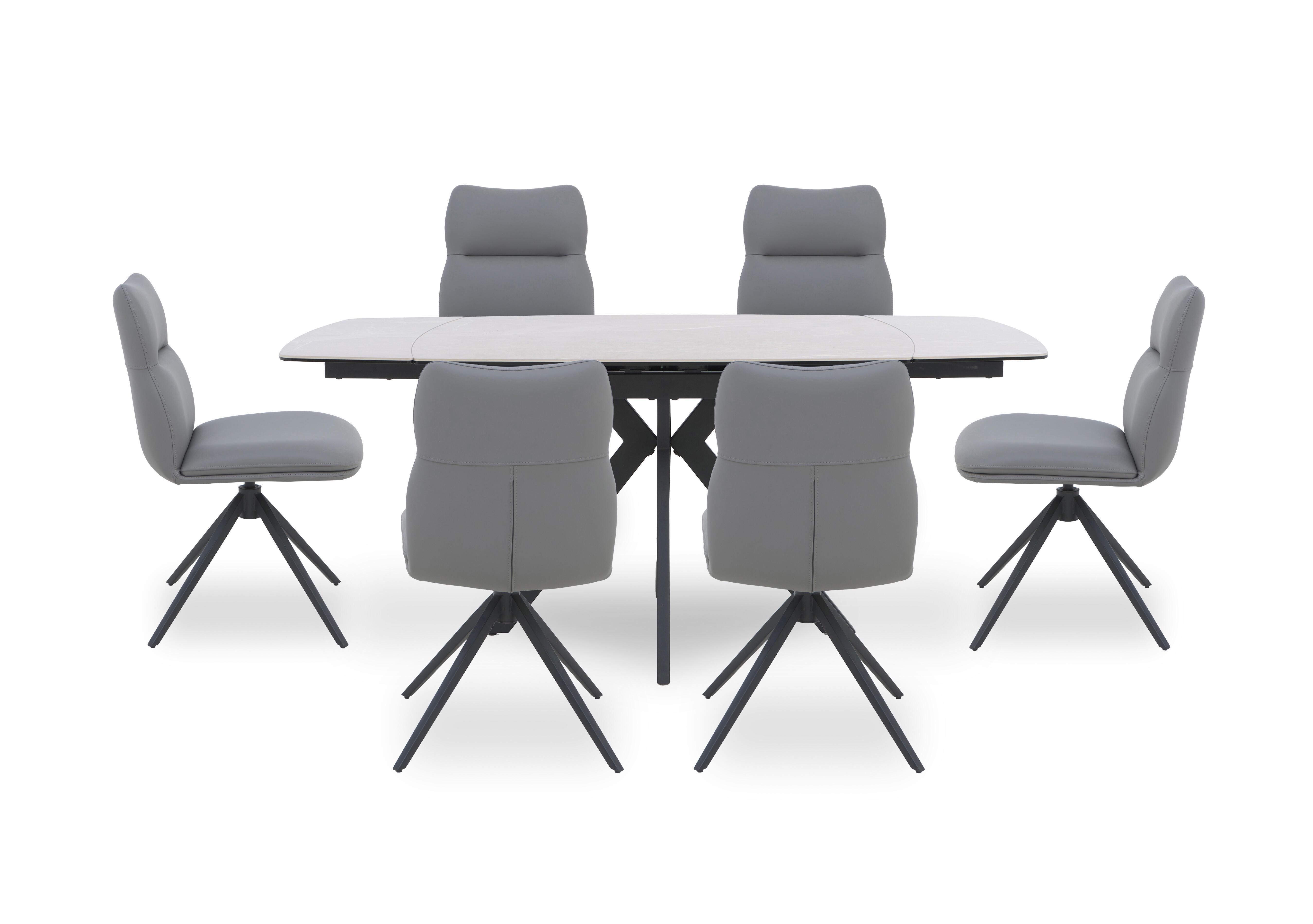 Quattro Extending Draw Leaf Table and 6 Swivel Dining Chairs in Mocha-Stone on Furniture Village