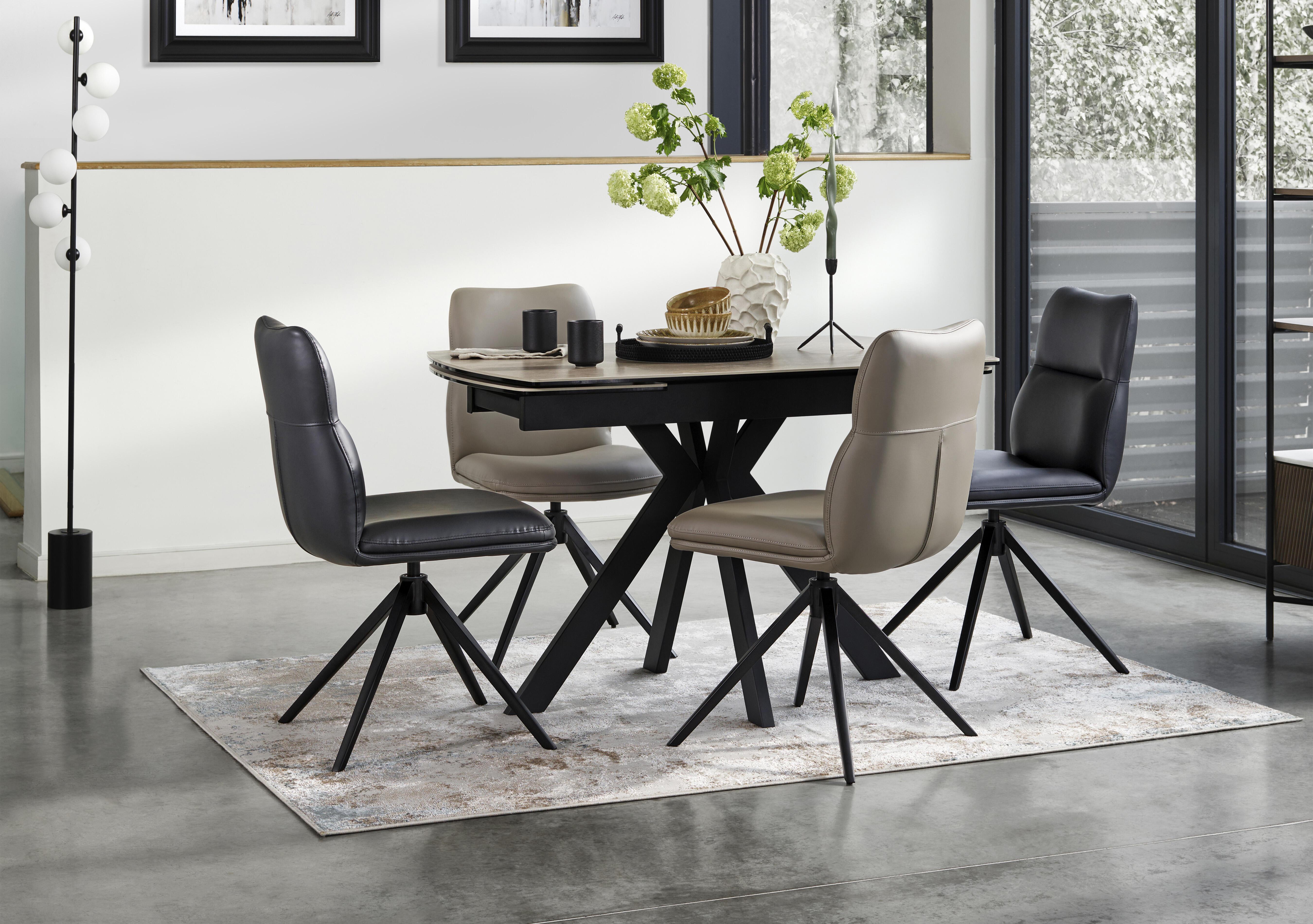 Quattro Extending Draw Leaf Table and 4 Swivel Dining Chairs in  on Furniture Village
