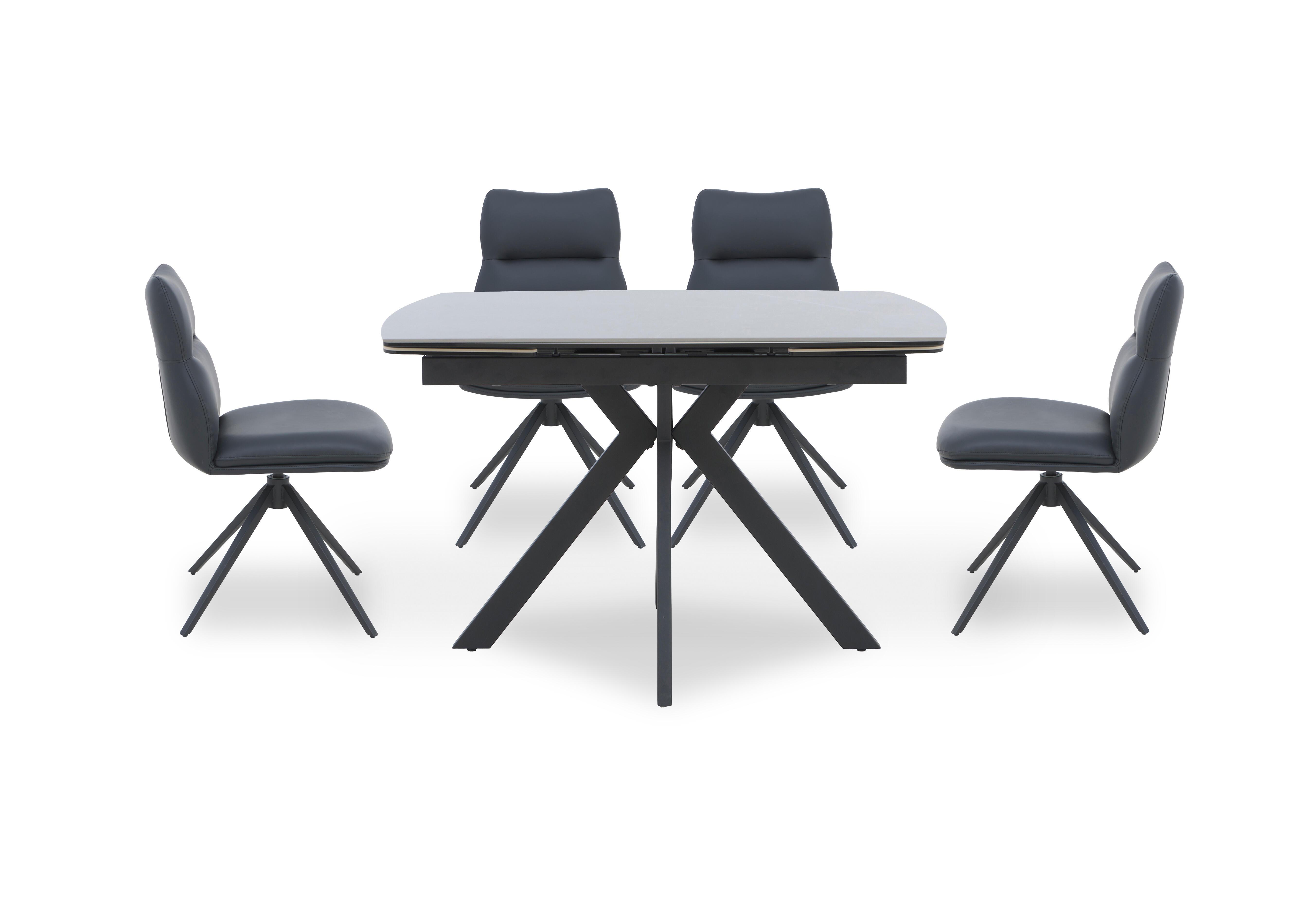 Quattro Extending Draw Leaf Table and 4 Swivel Dining Chairs in Ash-Black on Furniture Village