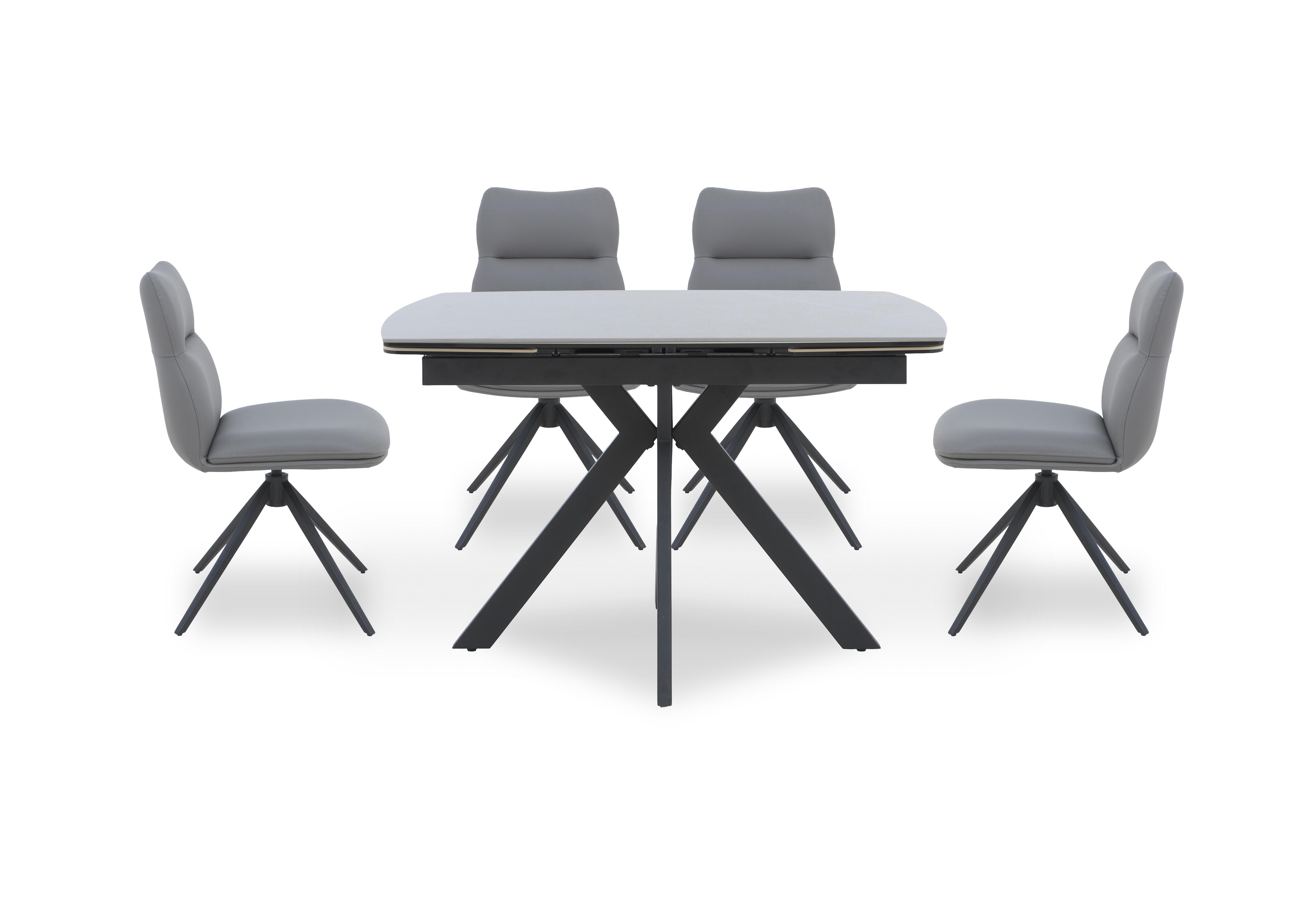 Quattro Extending Draw Leaf Table and 4 Swivel Dining Chairs in Ash-Stone on Furniture Village