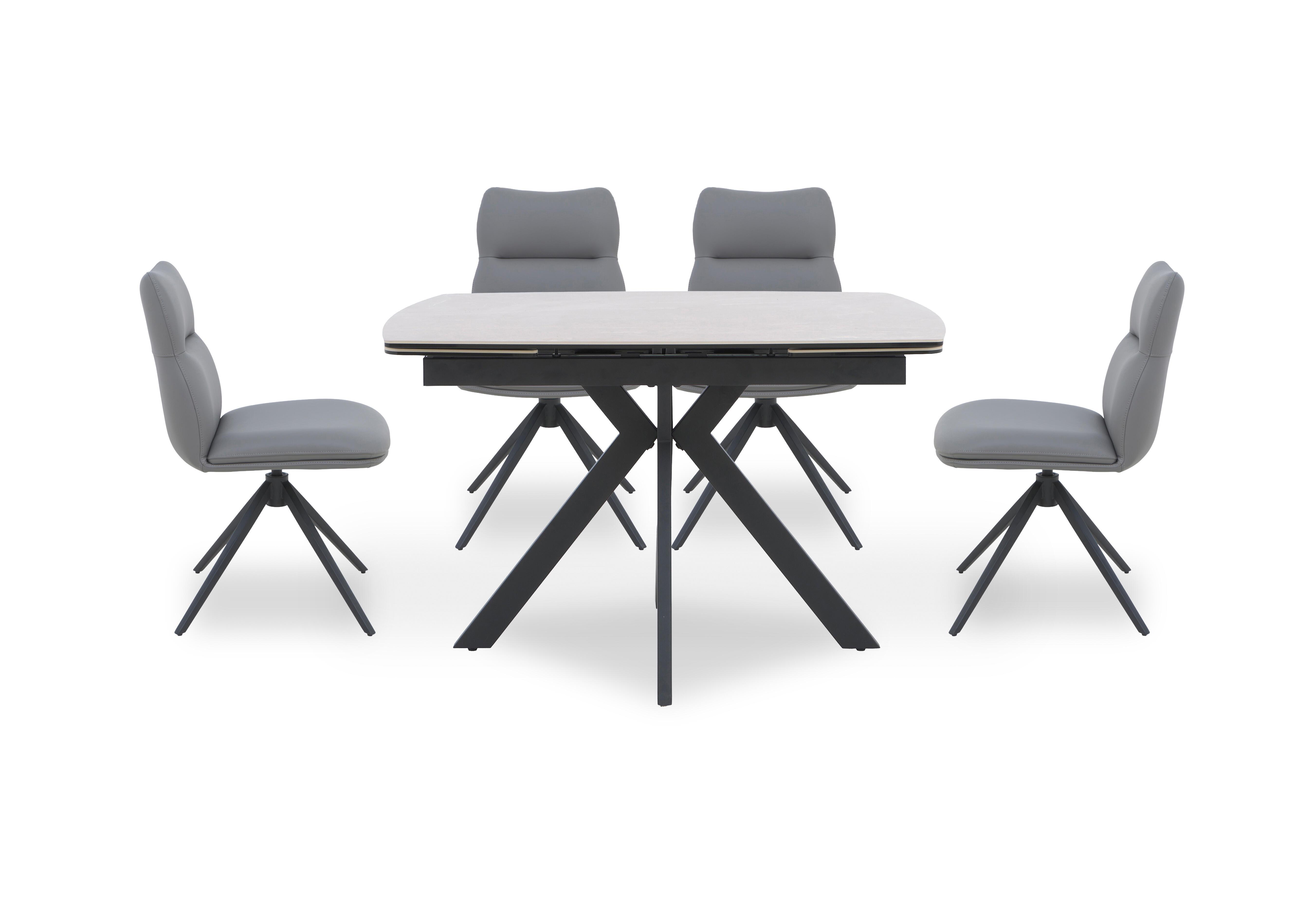 Quattro Extending Draw Leaf Table and 4 Swivel Dining Chairs in Mocha-Stone on Furniture Village