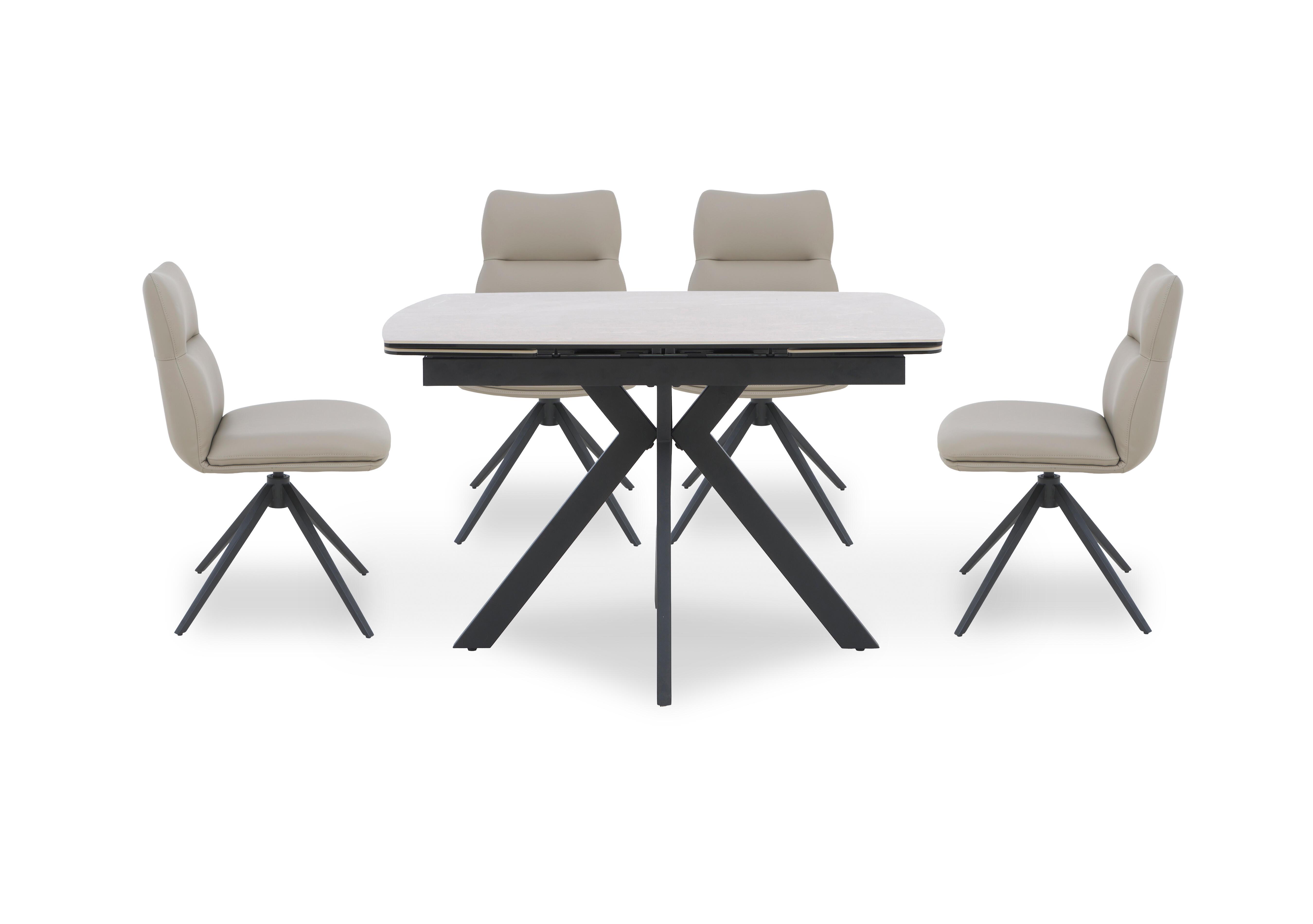 Quattro Extending Draw Leaf Table and 4 Swivel Dining Chairs in Mocha-Taupe on Furniture Village