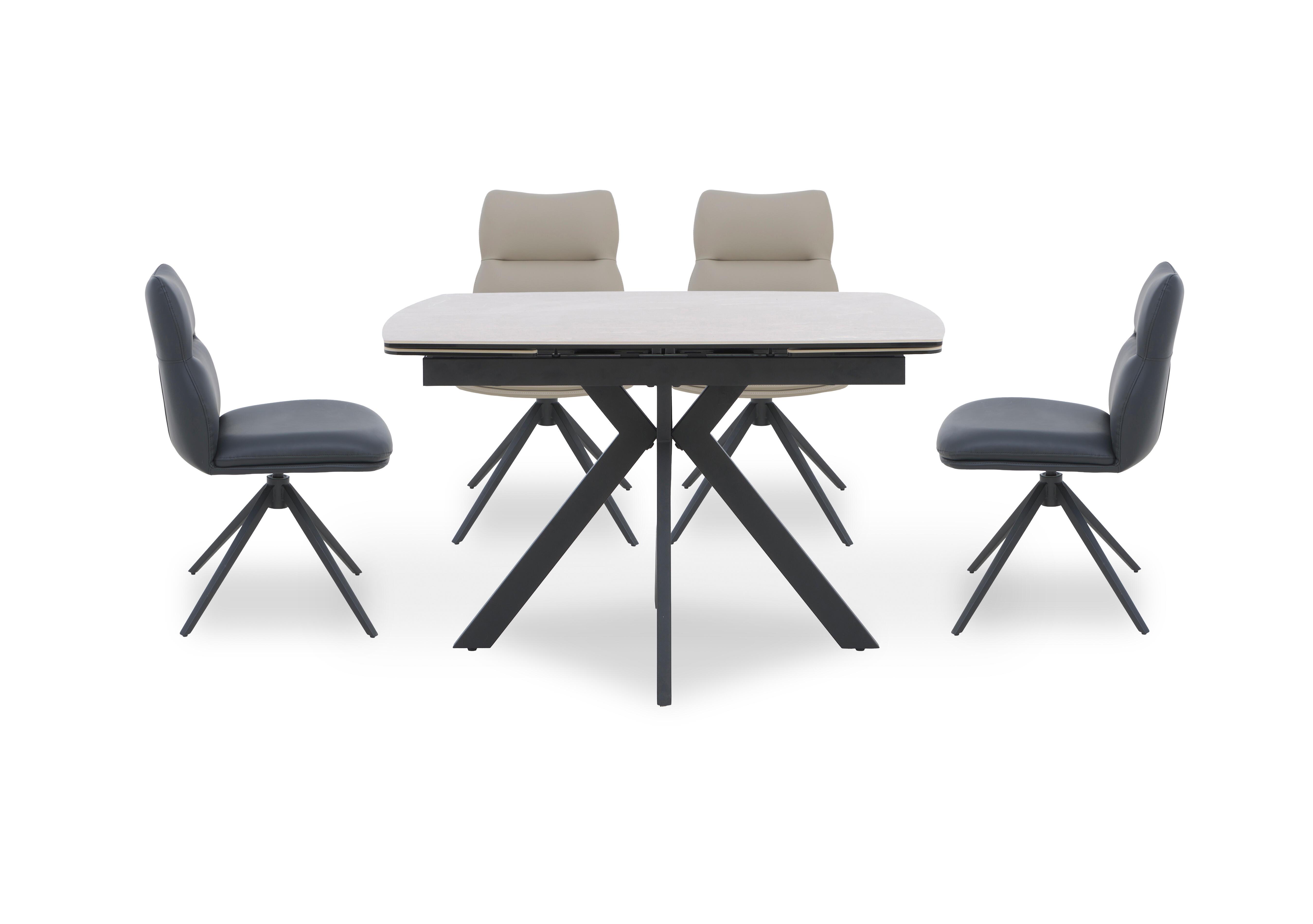 Quattro Extending Draw Leaf Table and 4 Swivel Dining Chairs in Taupe-Black on Furniture Village